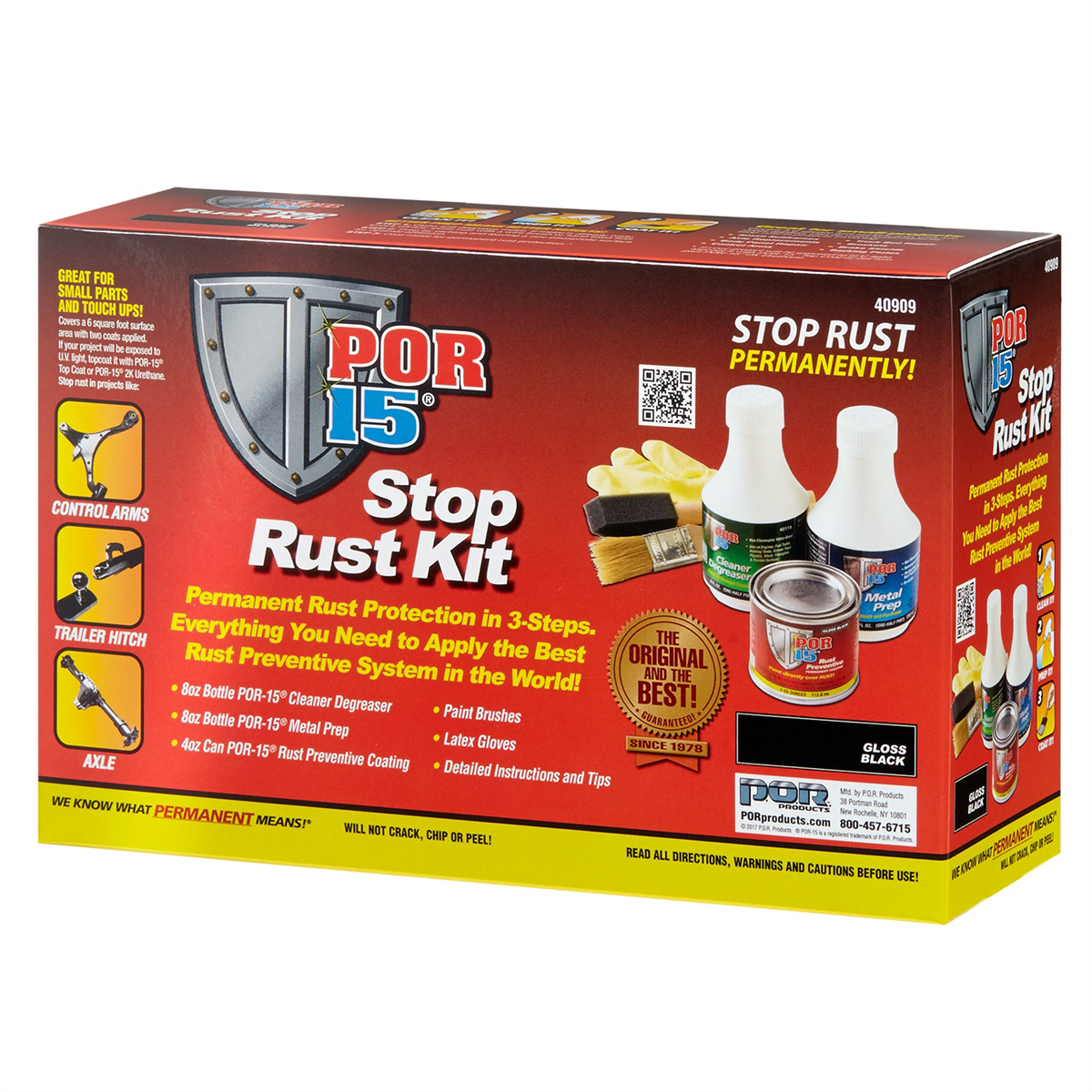 POR-15 INC 40909 Stop Rust Kit, 4 oz, Black, 6 sq-ft Coverage