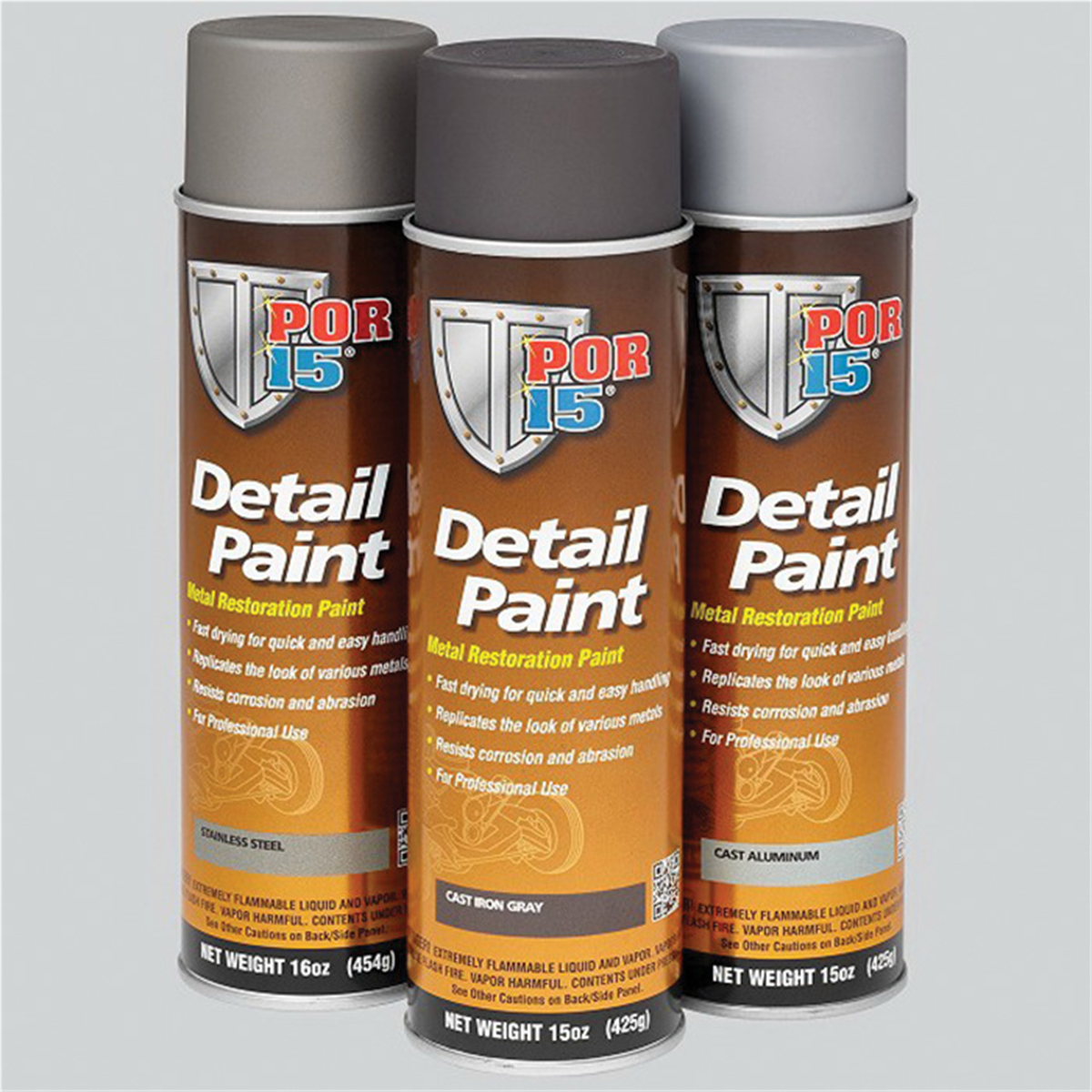 POR-15 INC 41818 Detail Paint, 16 oz Aerosol Can, Stainless Steel, 2 to 6 hr Curing