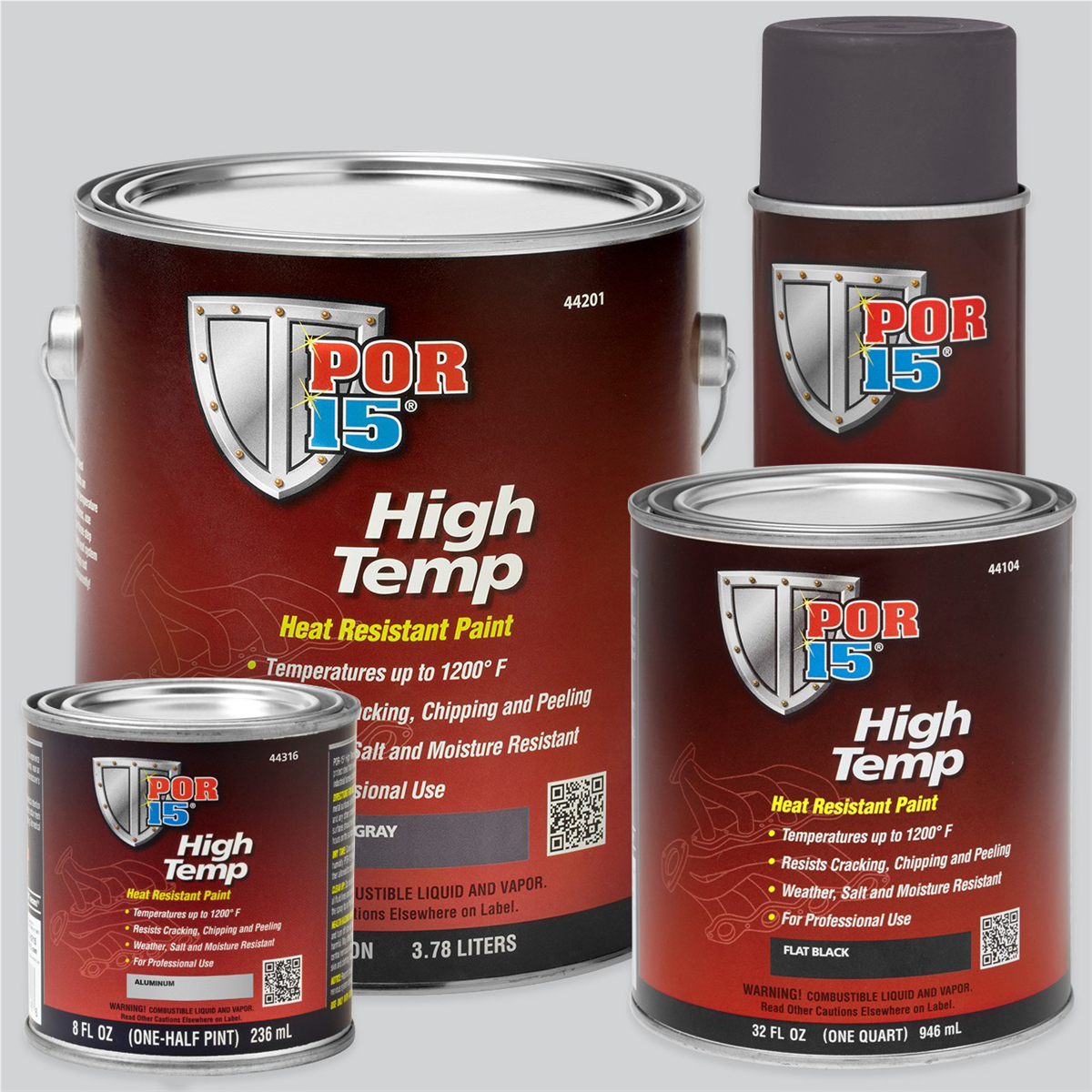 POR-15 INC 44216 Heat Resistant High Temperature Paint, 8 oz Can, Manifold Gray, Liquid, 4 hr Curing