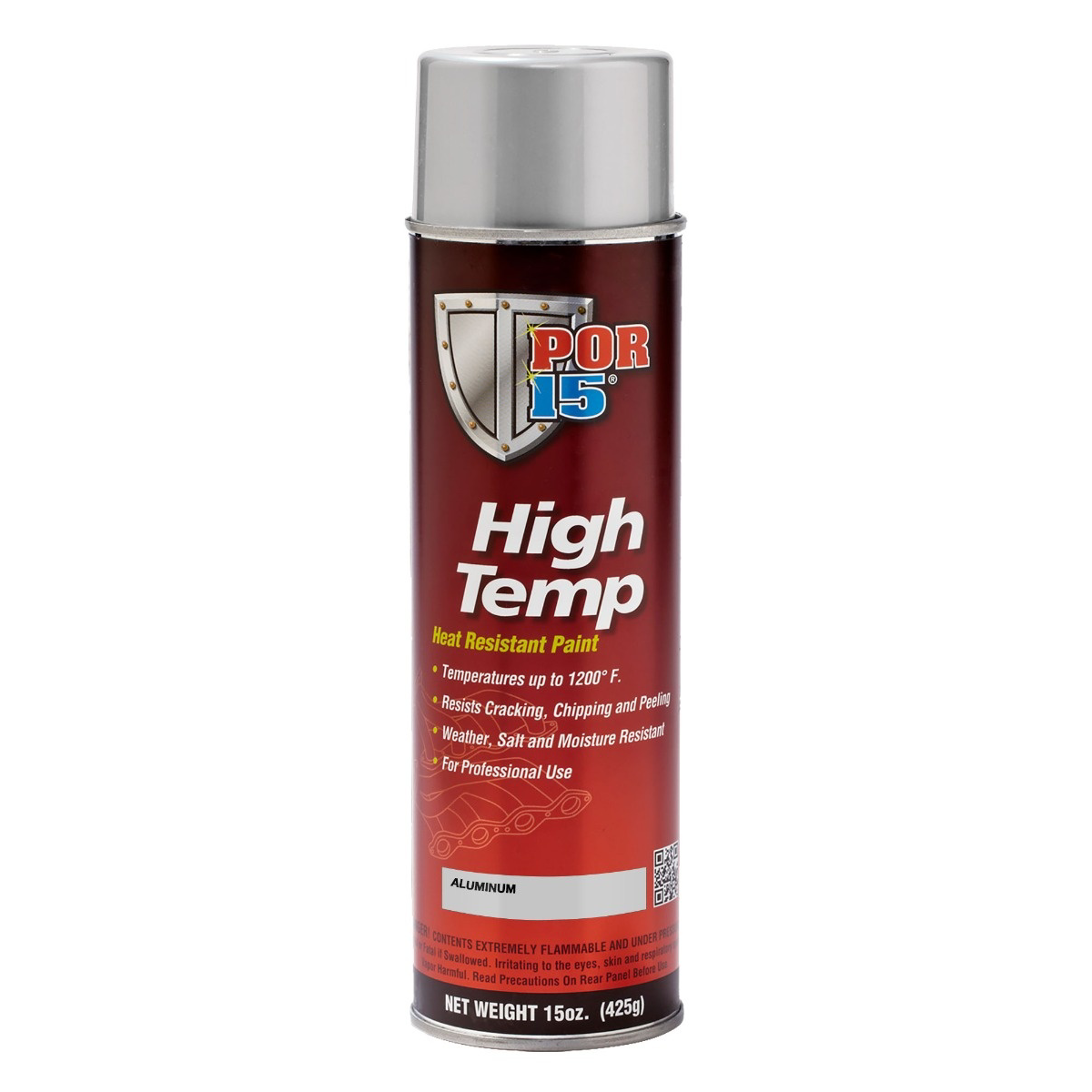POR-15 INC 44318 Heat Resistant High Temperature Paint, 15 oz Aerosol Can, Aluminum, 4 hr Curing
