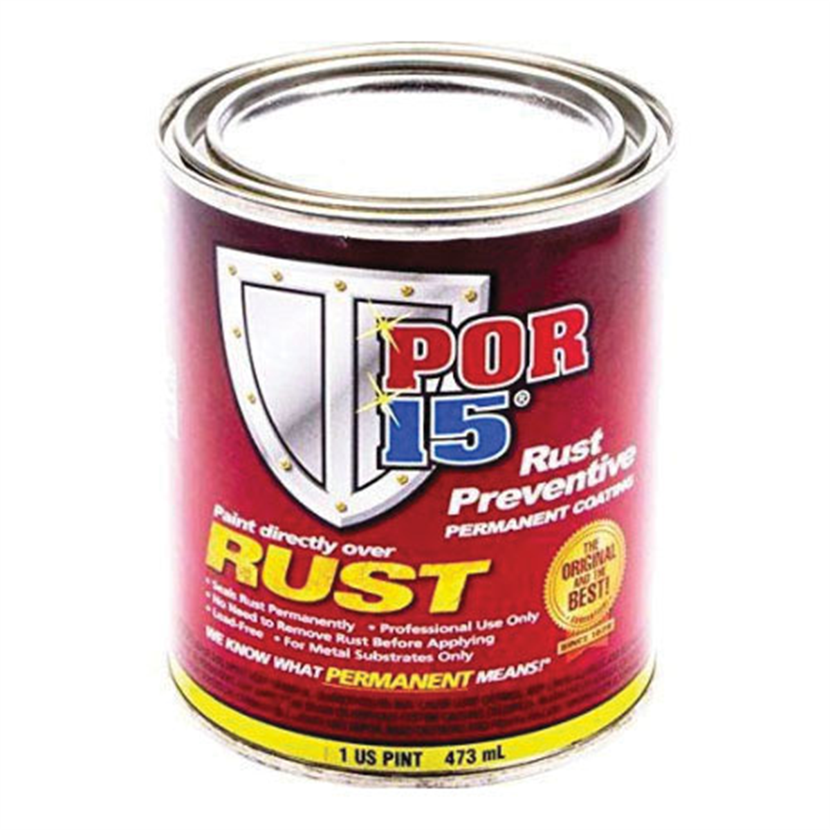 POR-15 INC 45008 High Performance Rust Preventive Coating, 1 pt Can, Gloss Black, 250 to 450 sq-ft/gal Coverage
