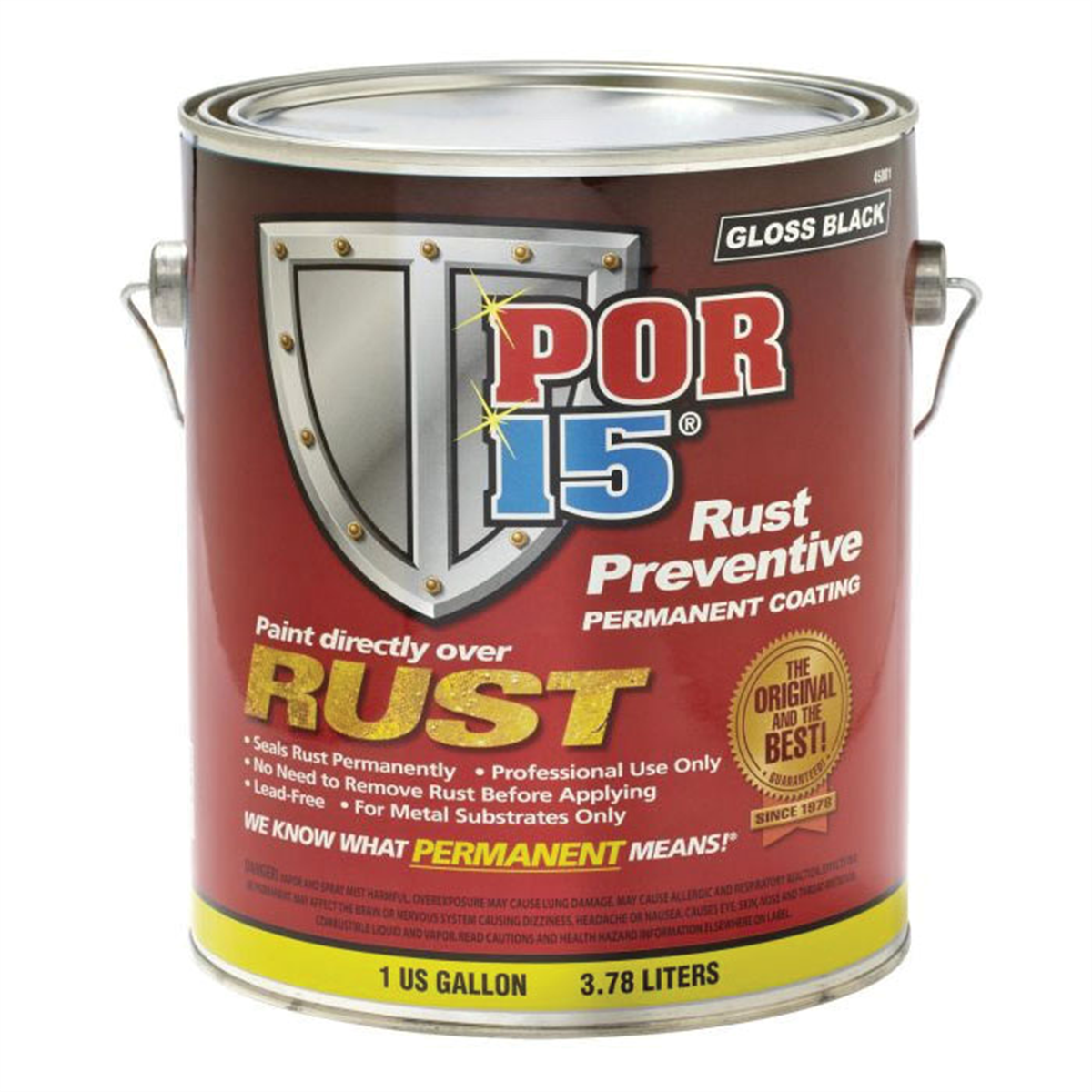 POR-15 INC 45201 High Performance Rust Preventive Coating, 1 gal Can, Gray, 250 to 450 sq-ft/gal Coverage