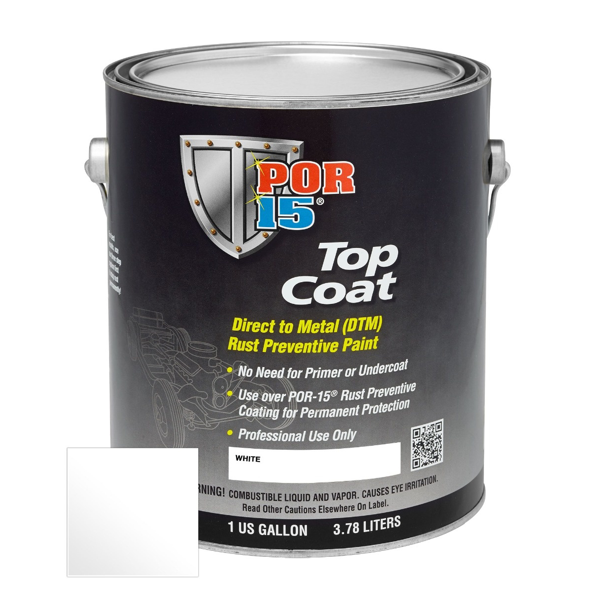 POR-15 INC 46801 Top Coat DTM Paint, 1 gal Can, White, Liquid, 30 to 60 min Curing