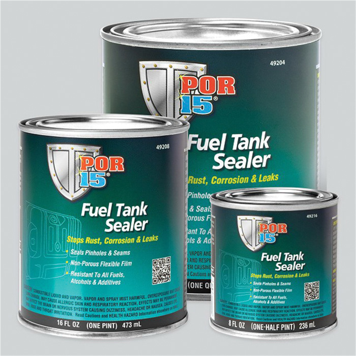 POR-15 INC 49208 Fuel Tank Sealer, 1 pt Can, Semi-Transparent Silver, 250 to 450 sq-ft/gal Coverage, 96 hr Curing