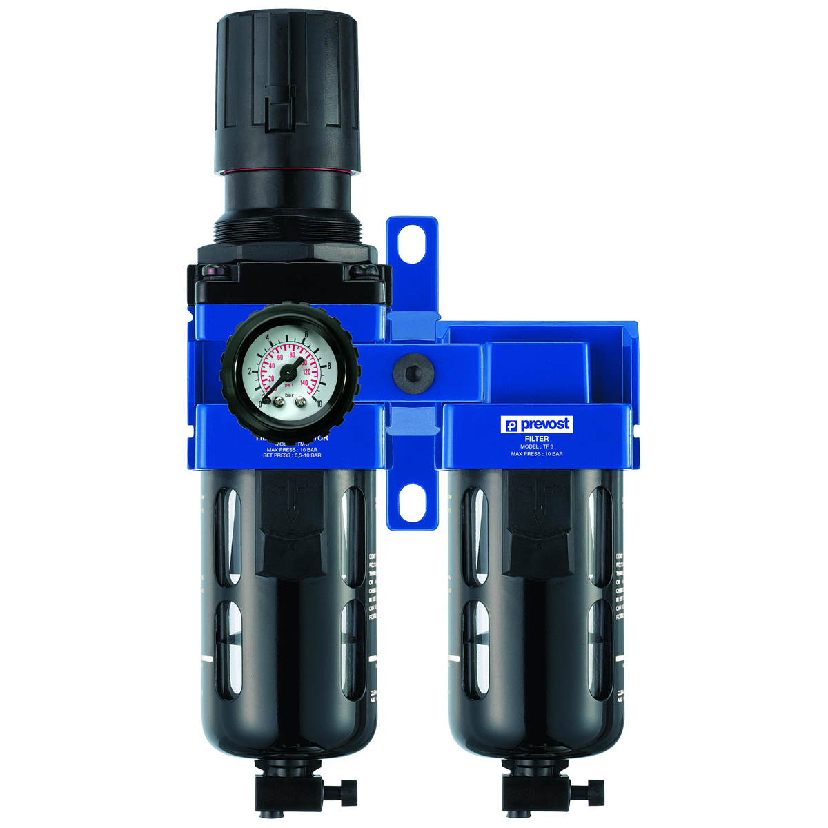 Prevost FILTER REGULATOR LUBRICATOR 1/4 FNPT WITH WALL BRACKET AND GAUGE