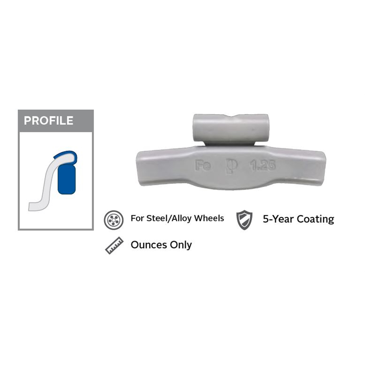 Wegmann Automotive 2.25 Oz Steel Coated Clip-on Tfe Gray Series Wheel Weight (box Of 25)
