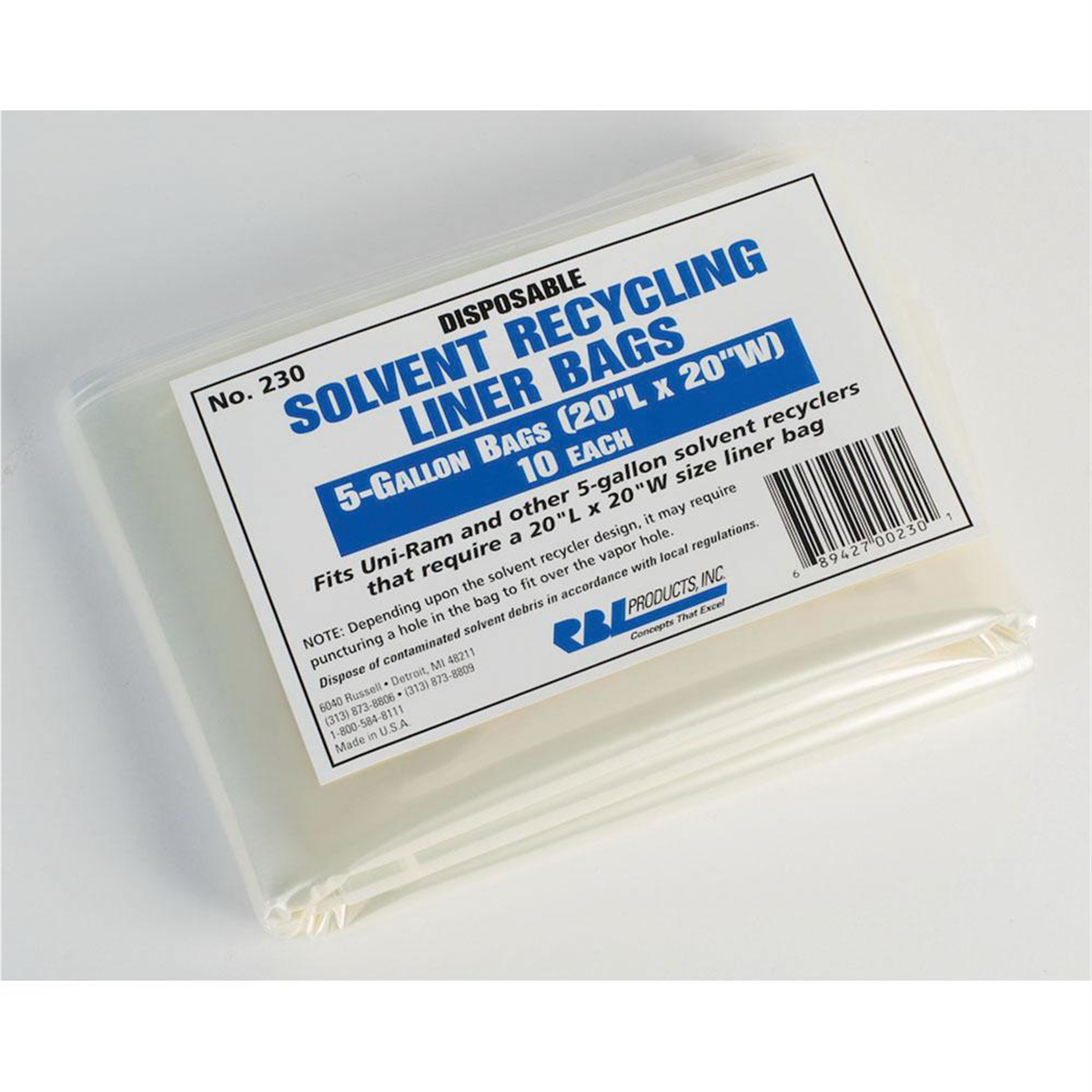 UNIRAM 5 GAL SOLVENT BAGS 10PK