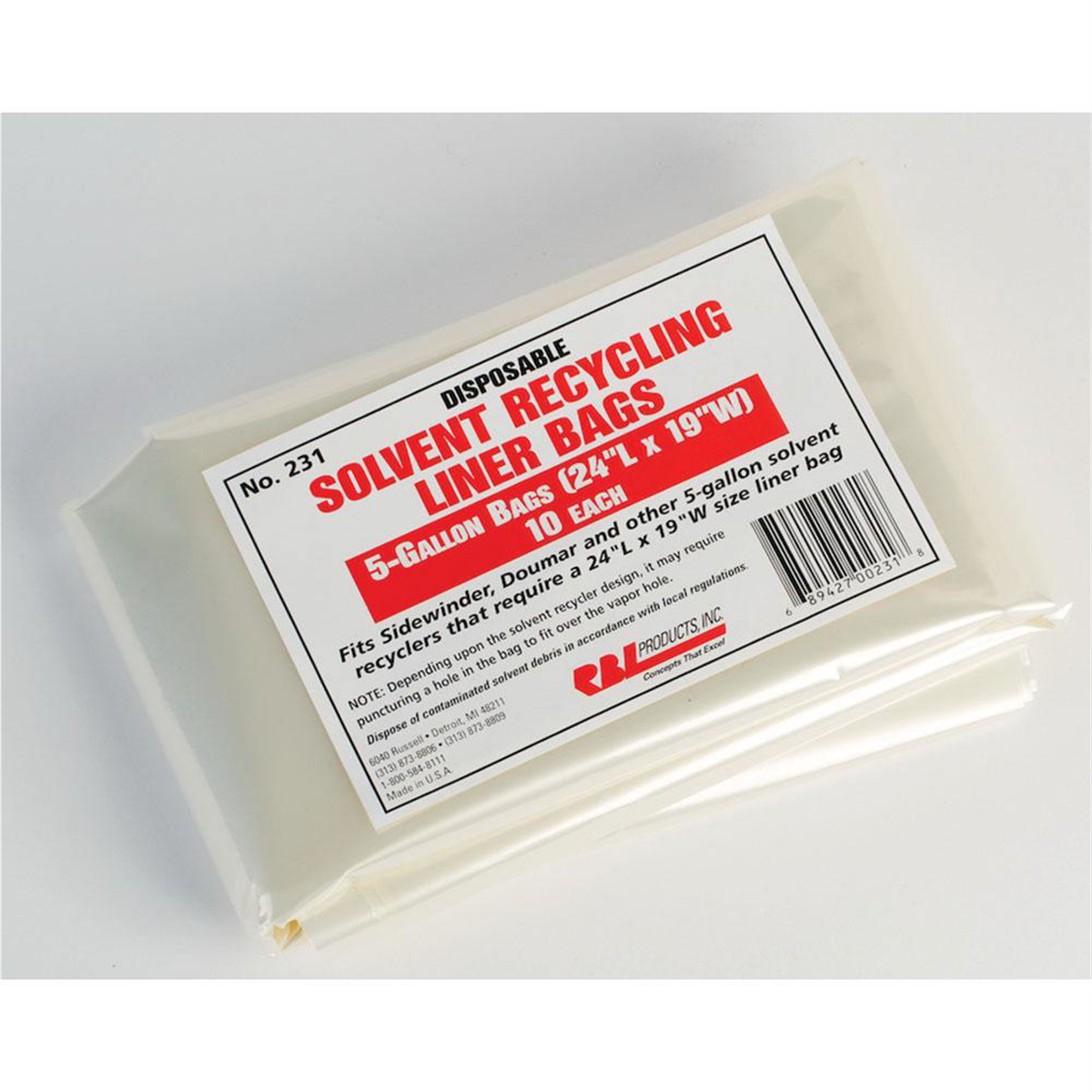 RBL Products 231 Solvent Recycling Liner Bag, 5 gal, 24 in L x 19 in W