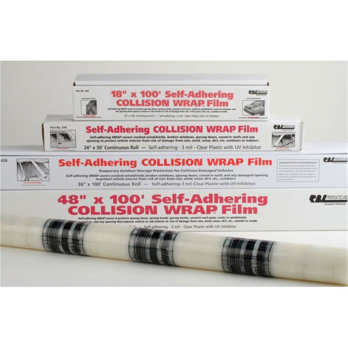 COLLISION WRAP 24" X 50' 3 MIL CLEAR PLASTIC FILM