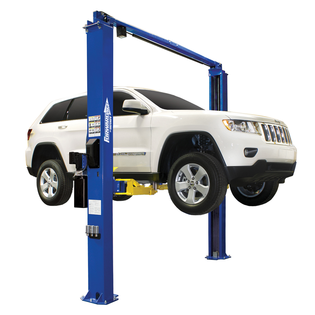 Forward Lift 10,000 Lb 2 Post Symmetric Lift With Spot-Rite Arm Technology. 3 Stage Front Arm And 2 Stage Rear . Top Mounted Direct Pull Technology With Cylinder Rod Concealed In Carriage. Adjustable Widths Options. Single Point Lock Release. Includes Low