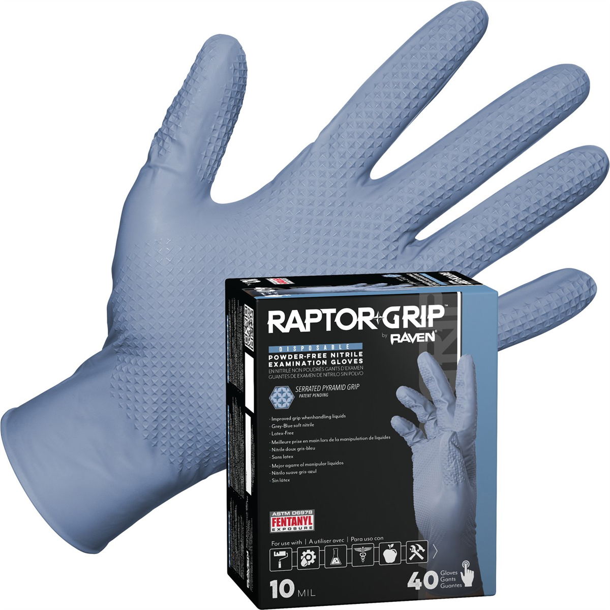 Sas Safety Raptor Grip Powder-free Exam Grade Nitrile Disposable Gloves - 10 Mil - 40pk - Medium