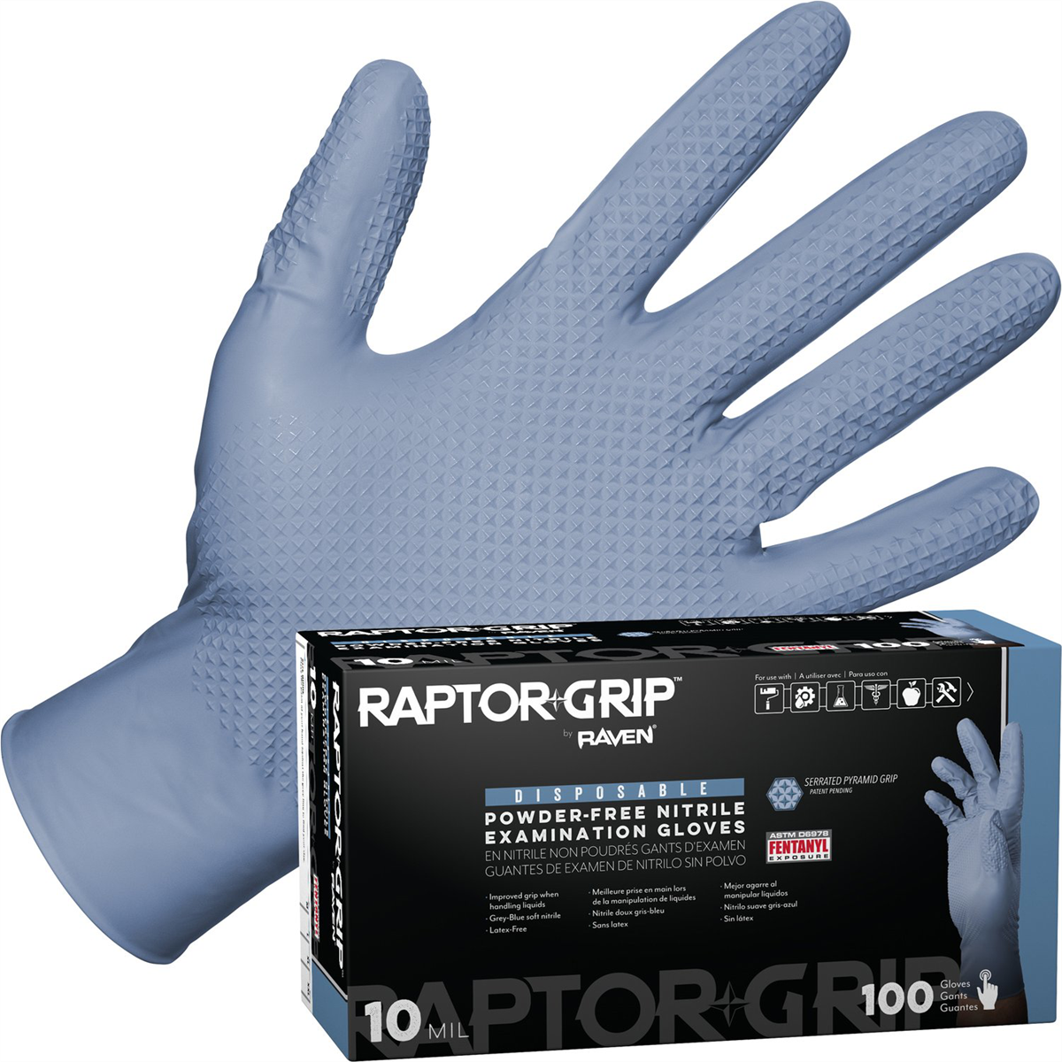 Sas Safety Raptor Grip Powder-free Exam Grade Nitrile Disposable Gloves - 10 Mil - 100pk - Medium