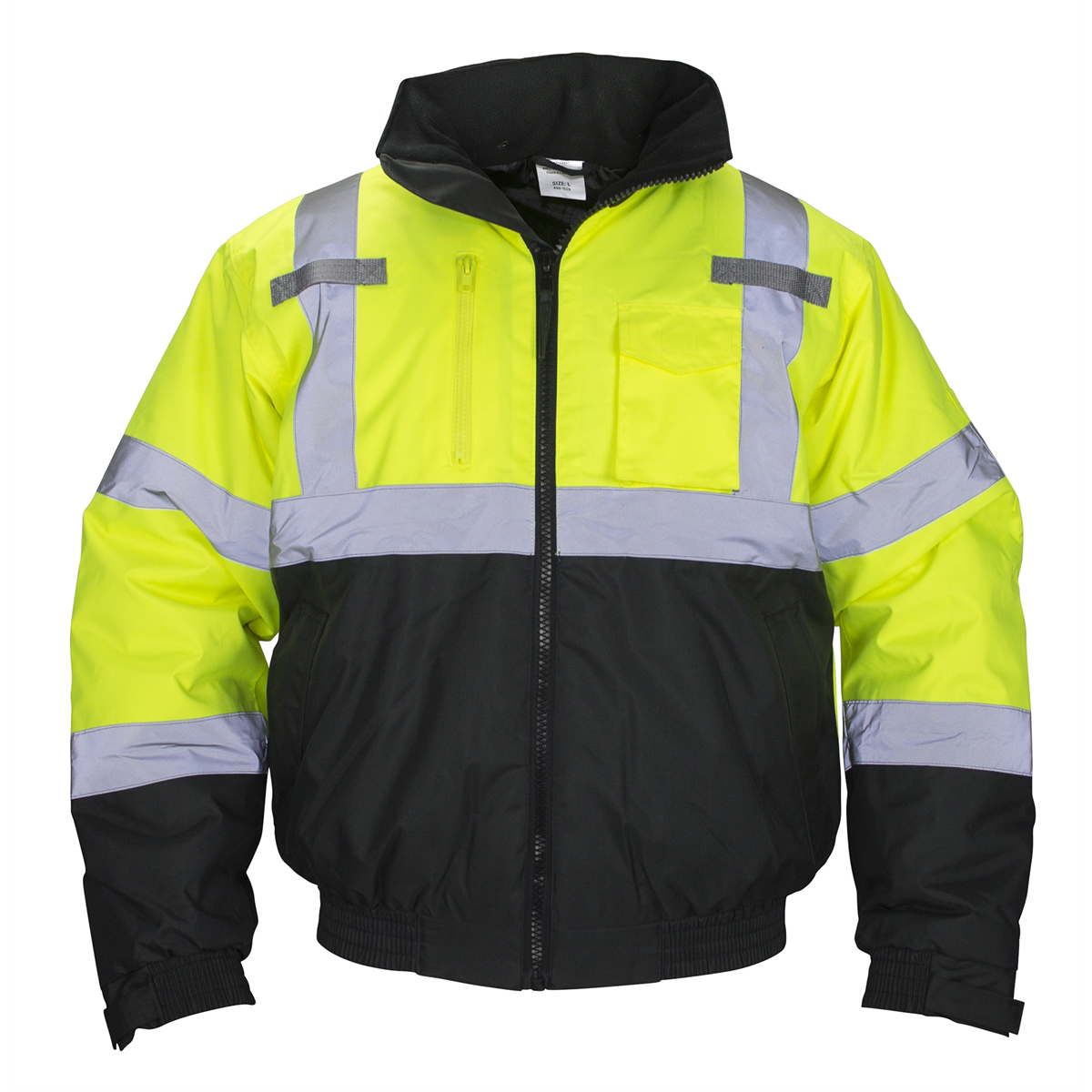 SAS Safety Class-3 Hooded Reflective Yellow Bomber Jacket, XL