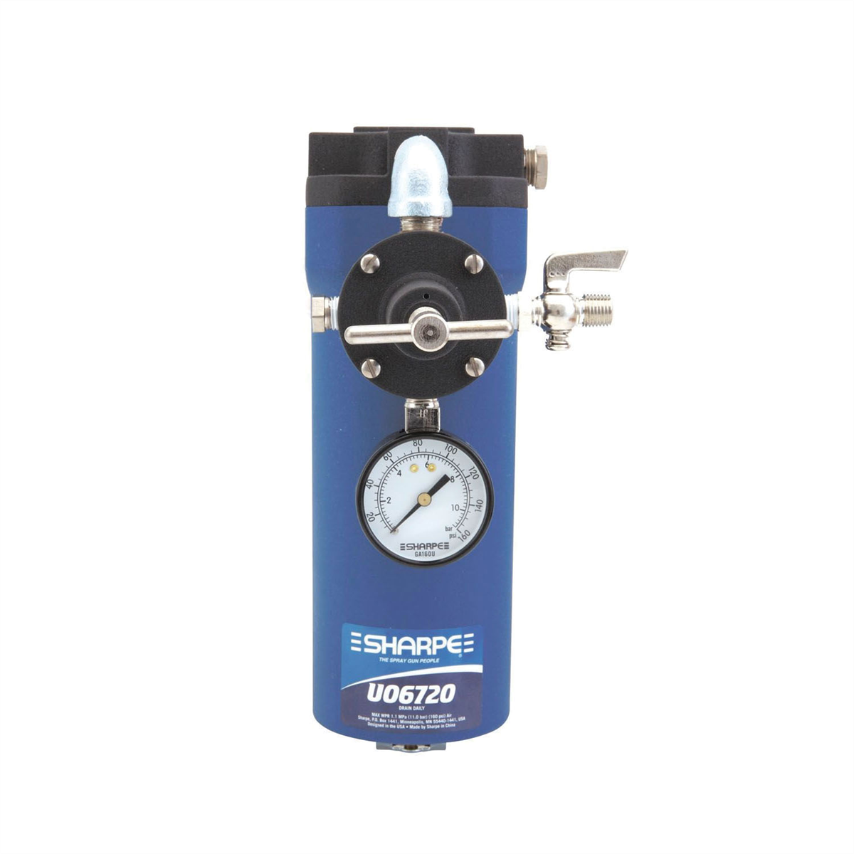 thumbnail image 2 of Sharpe 1410 Mini Air Regulator With Gauge - 1/4" NPT - For Air Tools, Spray Guns, Compressors 2 of 4