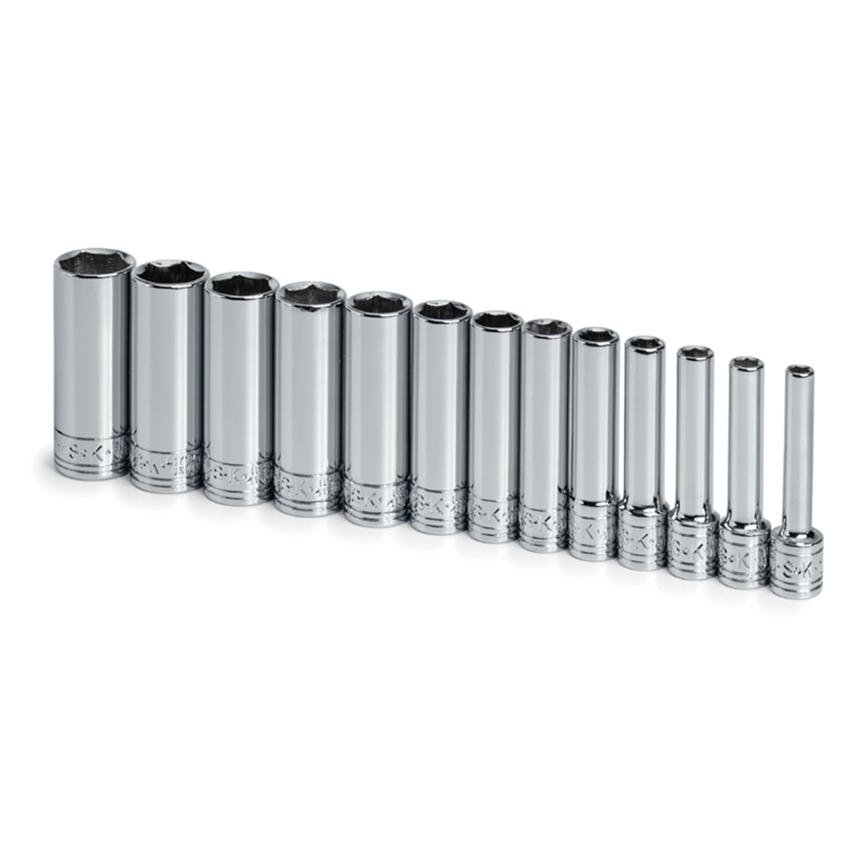 S K Hand Tools Socket Set 1/4in. Drive 13pc Metric Deep 6 Point