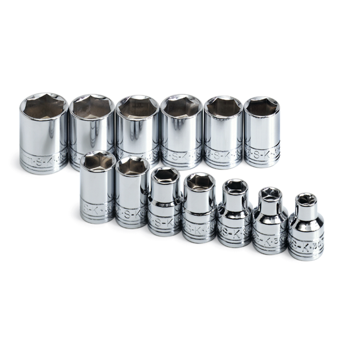 S K Hand Tools Socket Set 3/8in. Drive 13pc Metric Std 6 Point
