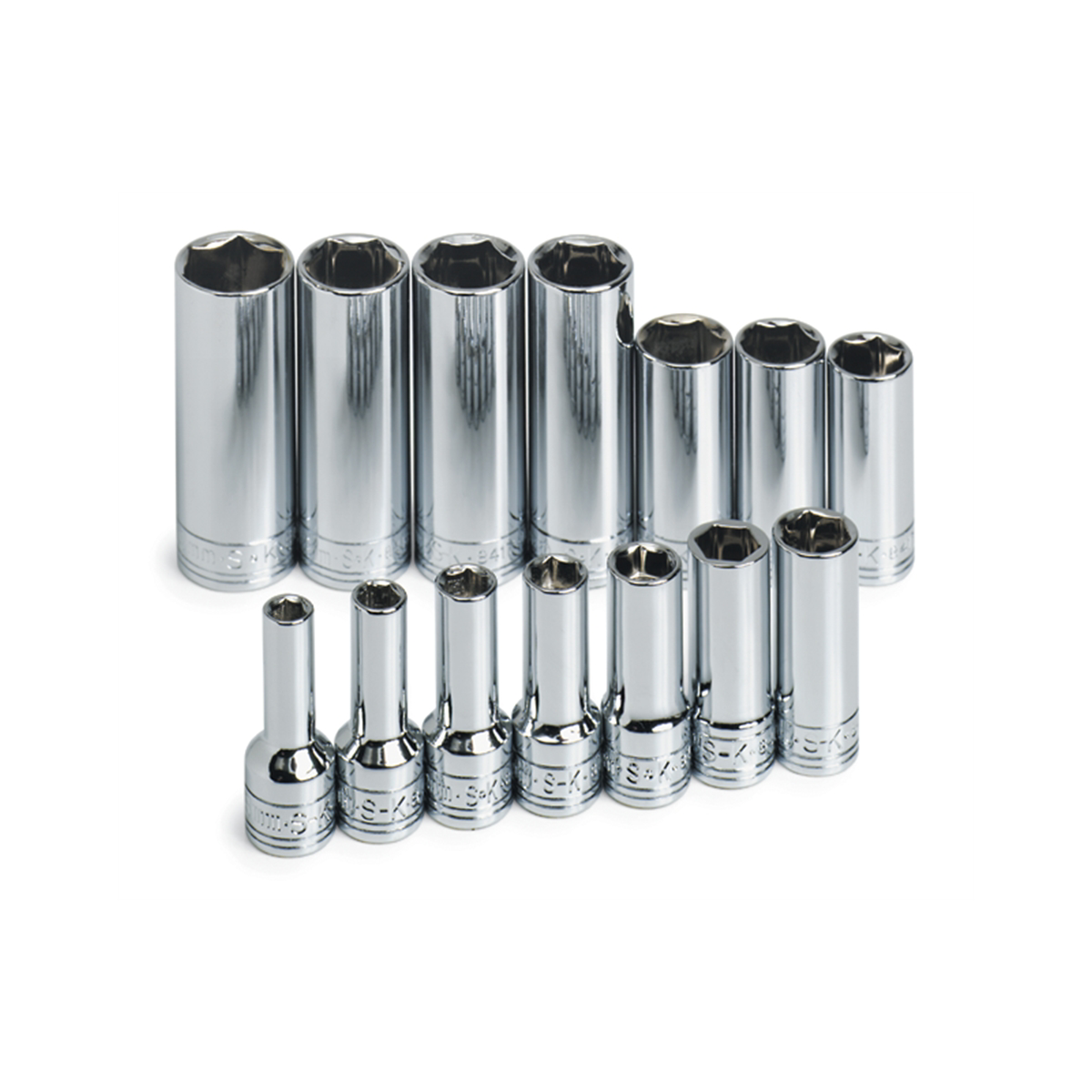 S K Hand Tools Socket Set 3/8in. Drive 14pc Metric Deep 6 Point
