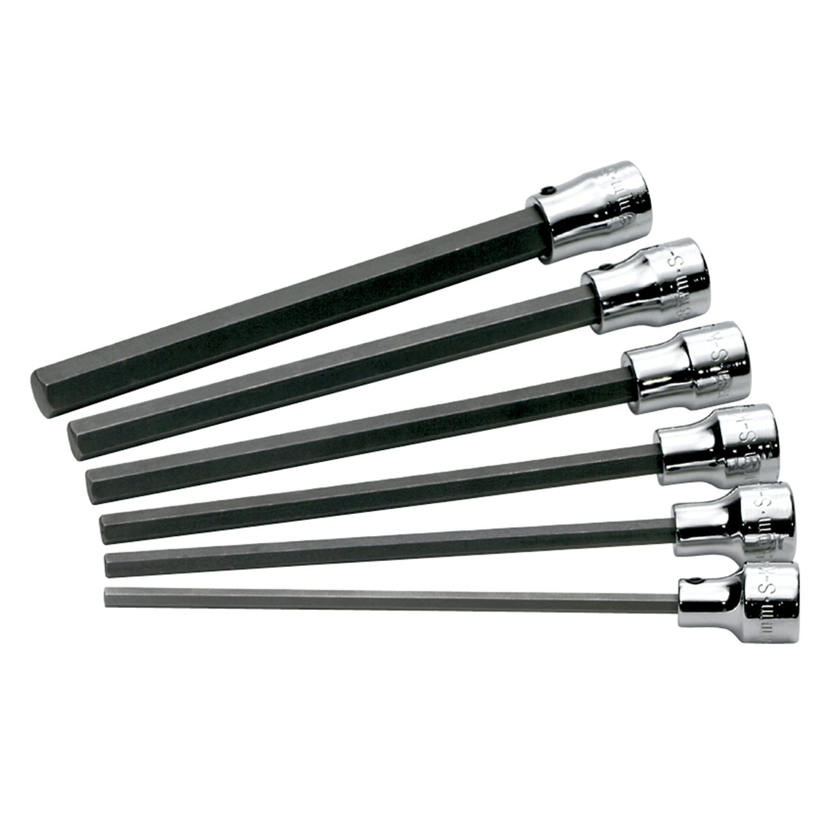 S K Hand Tools Socket Hex Bit Set 3/8in. Drive 6pc Metric Long