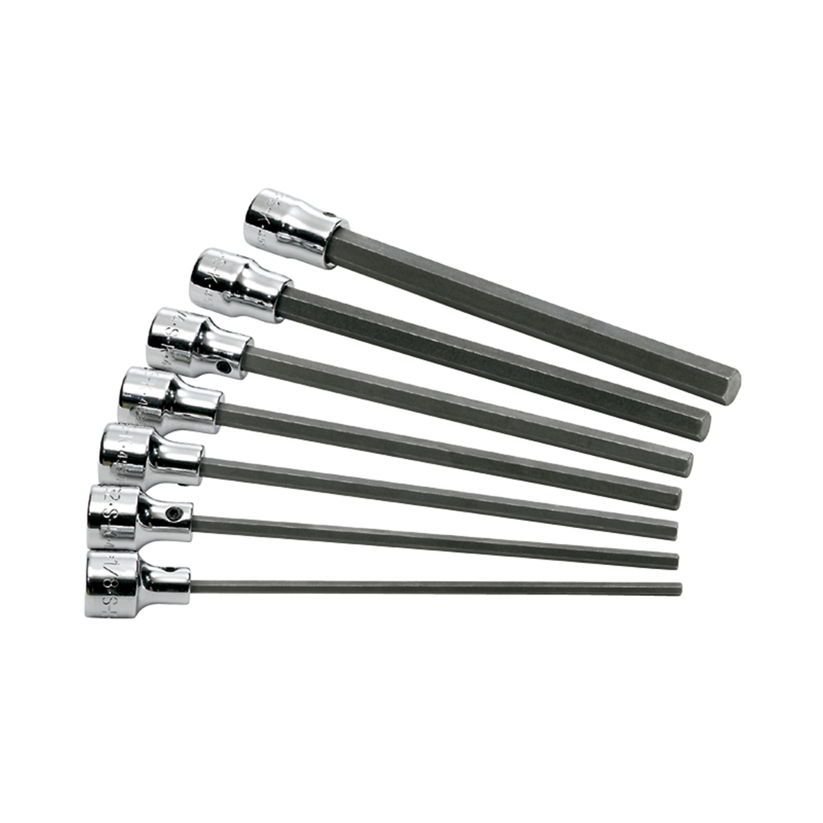 S K Hand Tools Socket Hex Bit Set 3/8in. Drive 7pc Sae Long