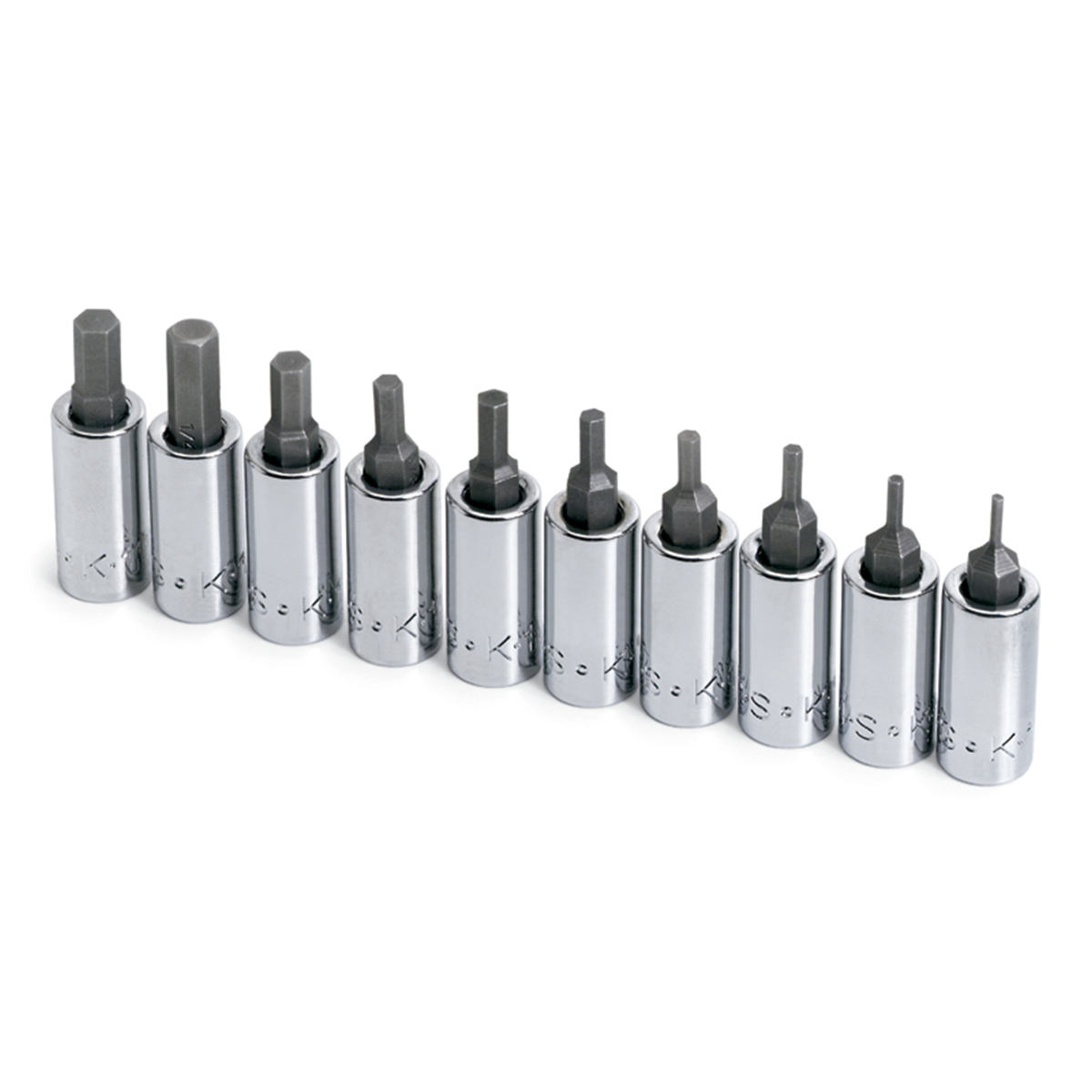 S K Hand Tools Socket Hex Bit Set 1/4in. Drive 10pc 1/16 -1/4in