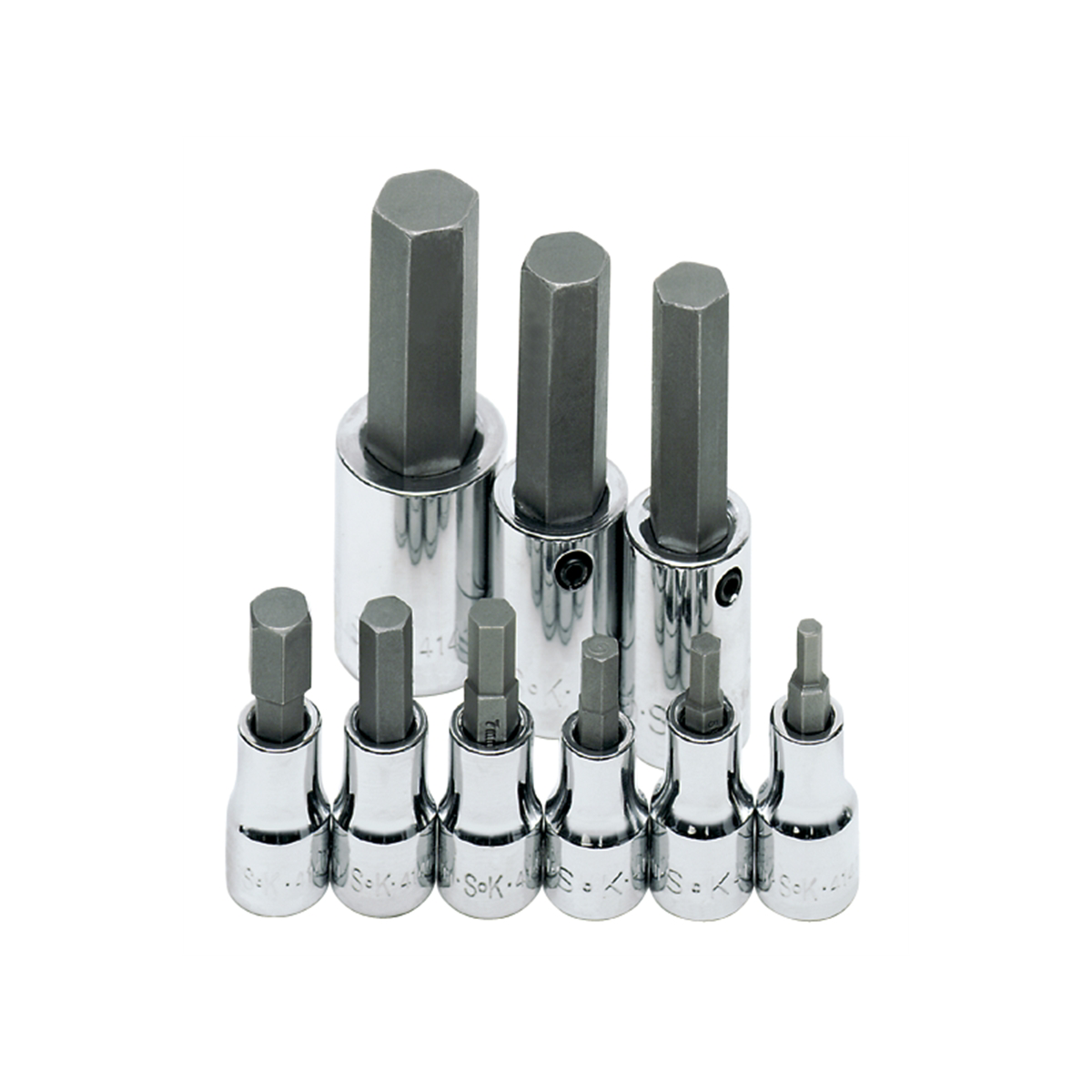 S K Hand Tools Socket Hex Bit Set 3/8in. Drive 9pc Metric
