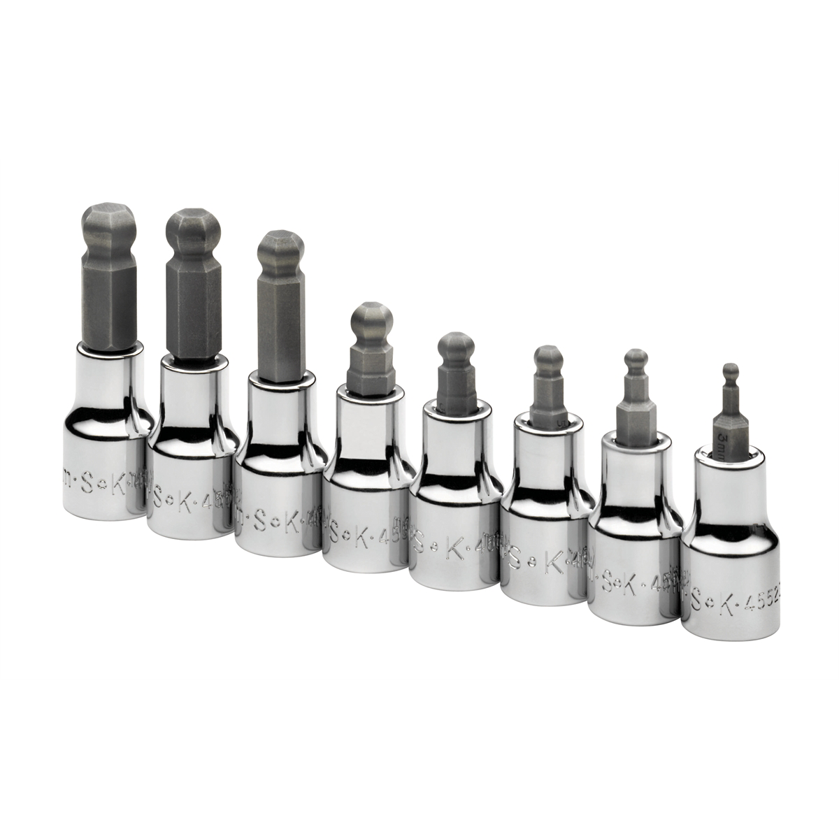 S K Hand Tools Ball Hex Bit Skt Set 8pc Met 3mm-10mm