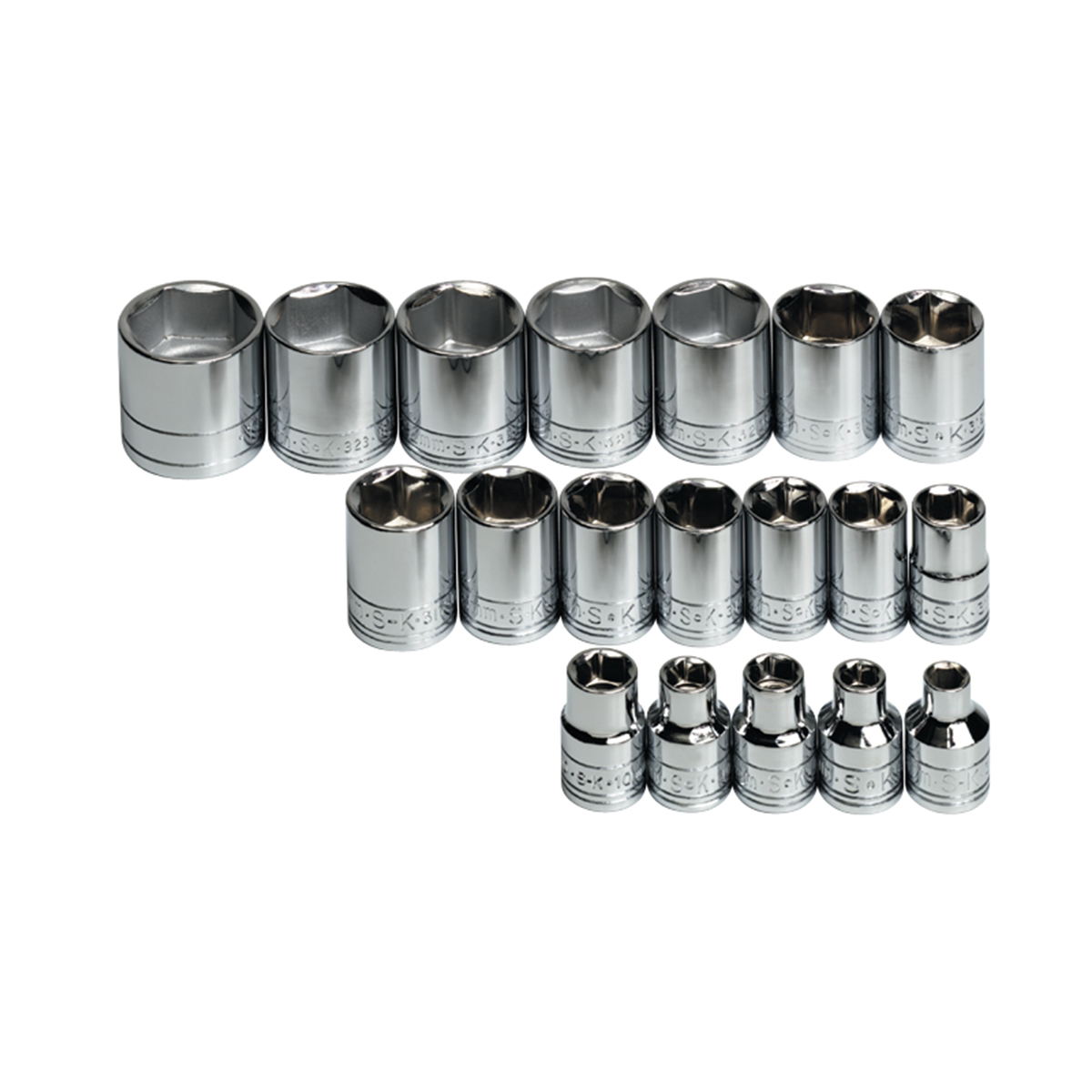 S K Hand Tools Socket Set 3/8in. Drive 19pc Metric Std 6 Point