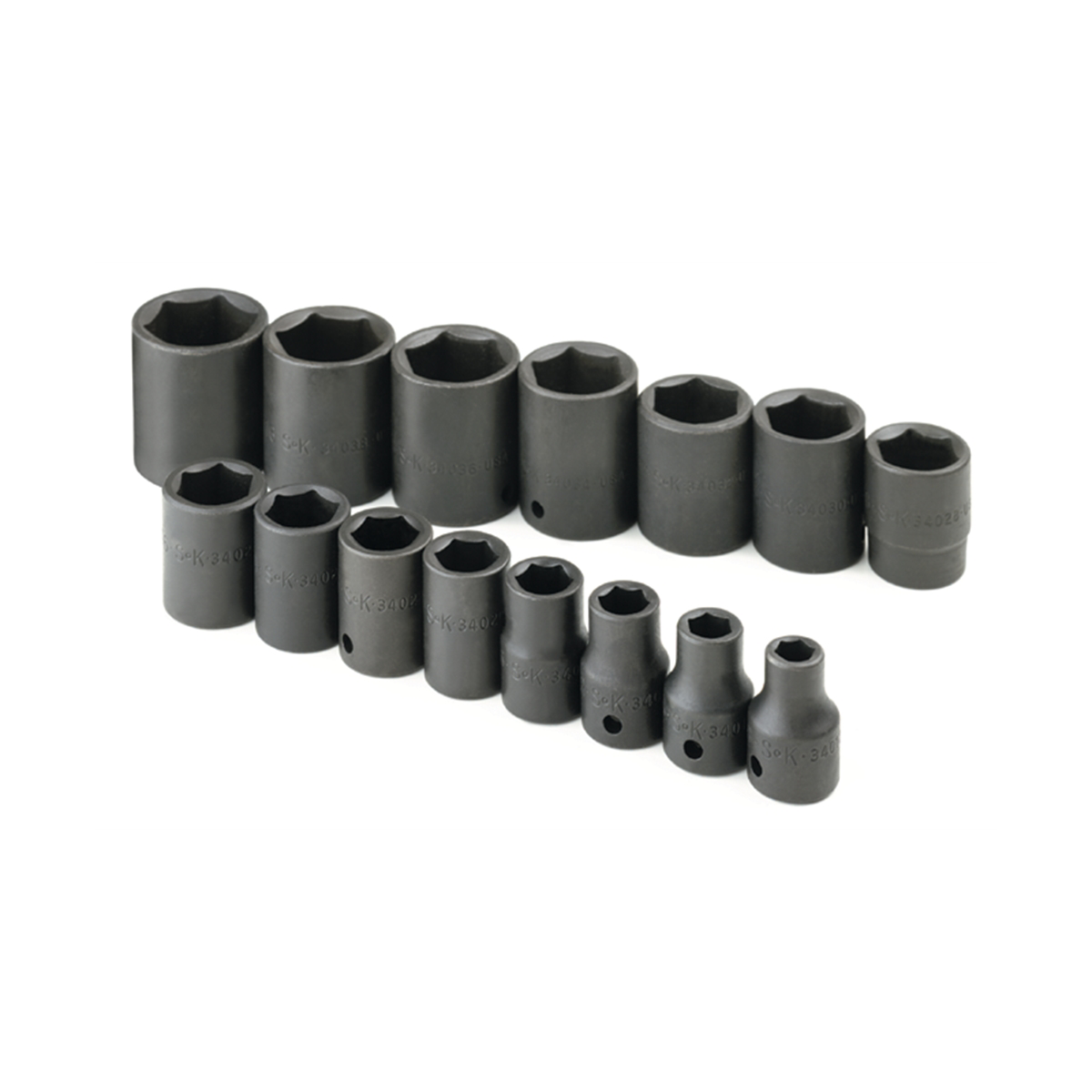 S K Hand Tools Socket Set Impact 1/2in. Drive 15pc Sae Std 6 Pt