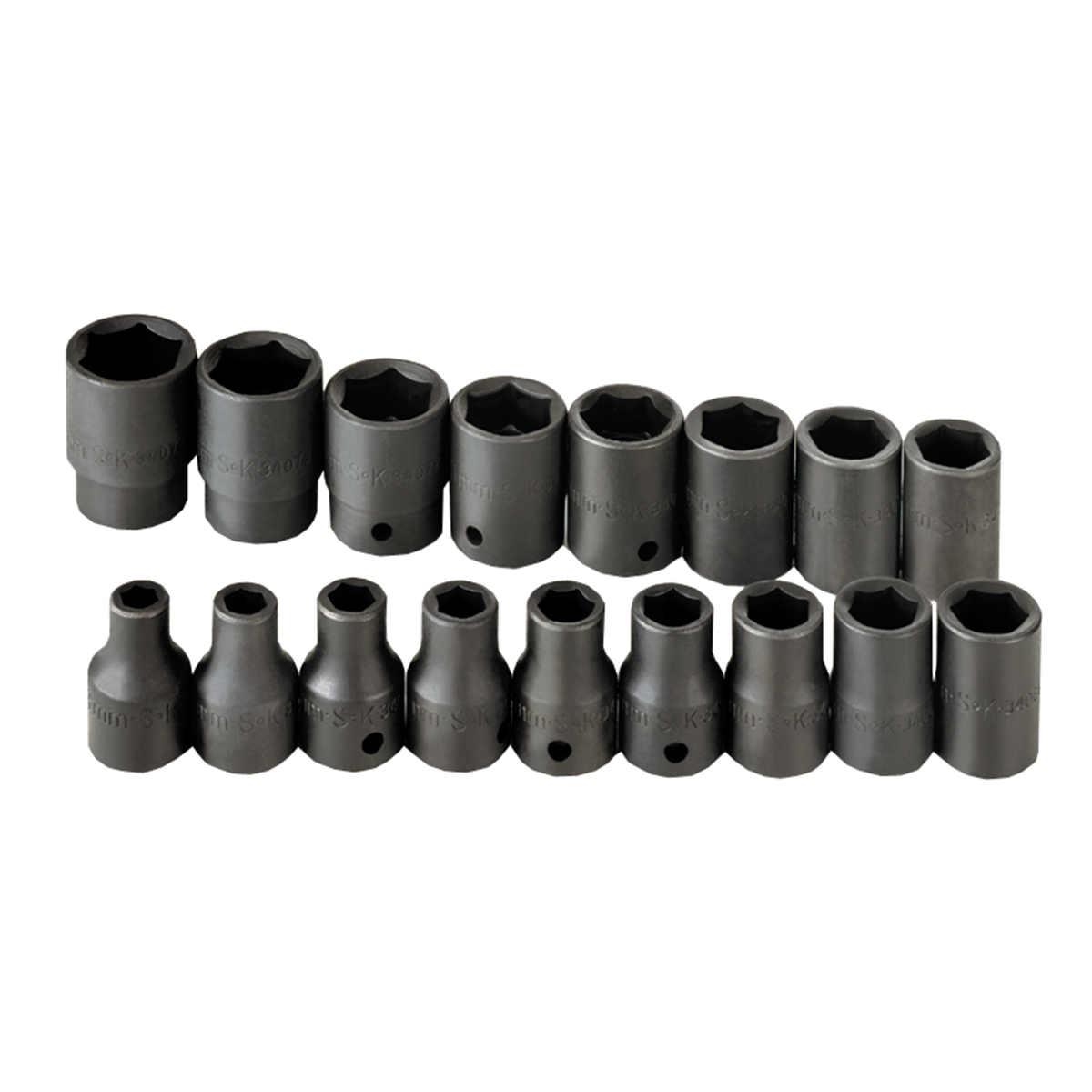 S K Hand Tools Socket Set Impact 1/2in. Drive 17pc Met Std 6 Pt