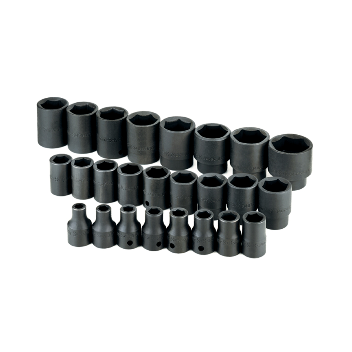 S K Hand Tools Socket Set Impact 1/2in. Drive 25pc Met Std 6 Pt