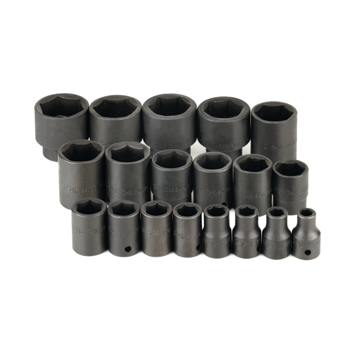 S K Hand Tools Socket Set Impact 1/2in. Drive 19pc Sae Std 6 Pt