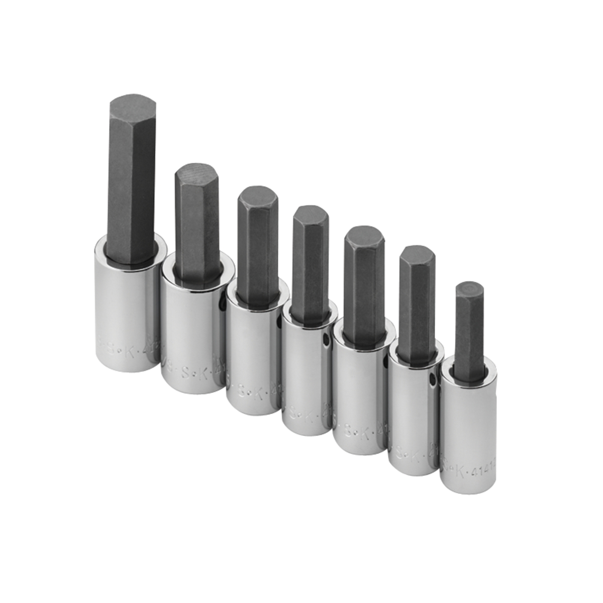 S K Hand Tools Socket Set Hex Bit 7 Pc 1/2" Dr. Fract.