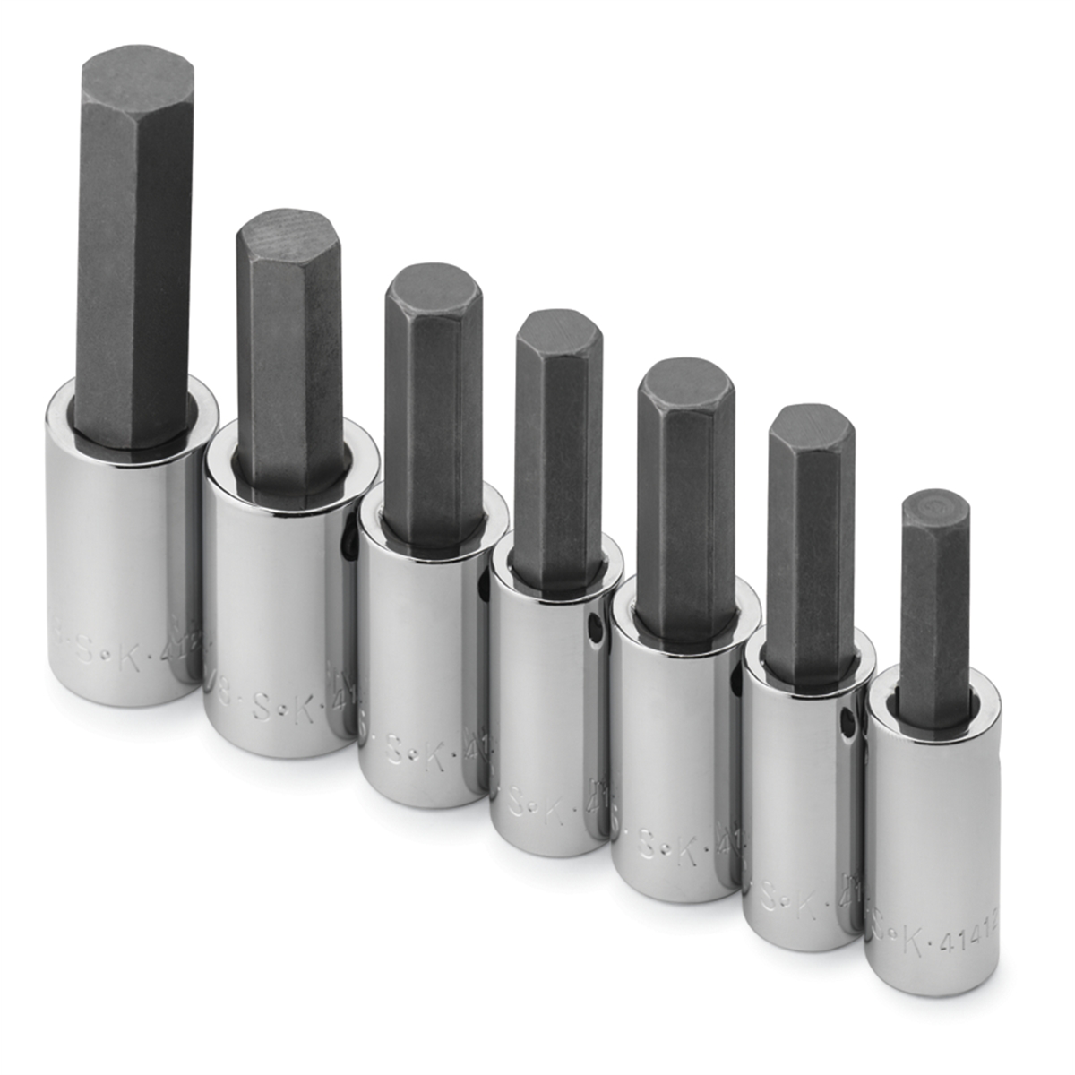 S K Hand Tools 7pc Met Hex Bit Sck Set