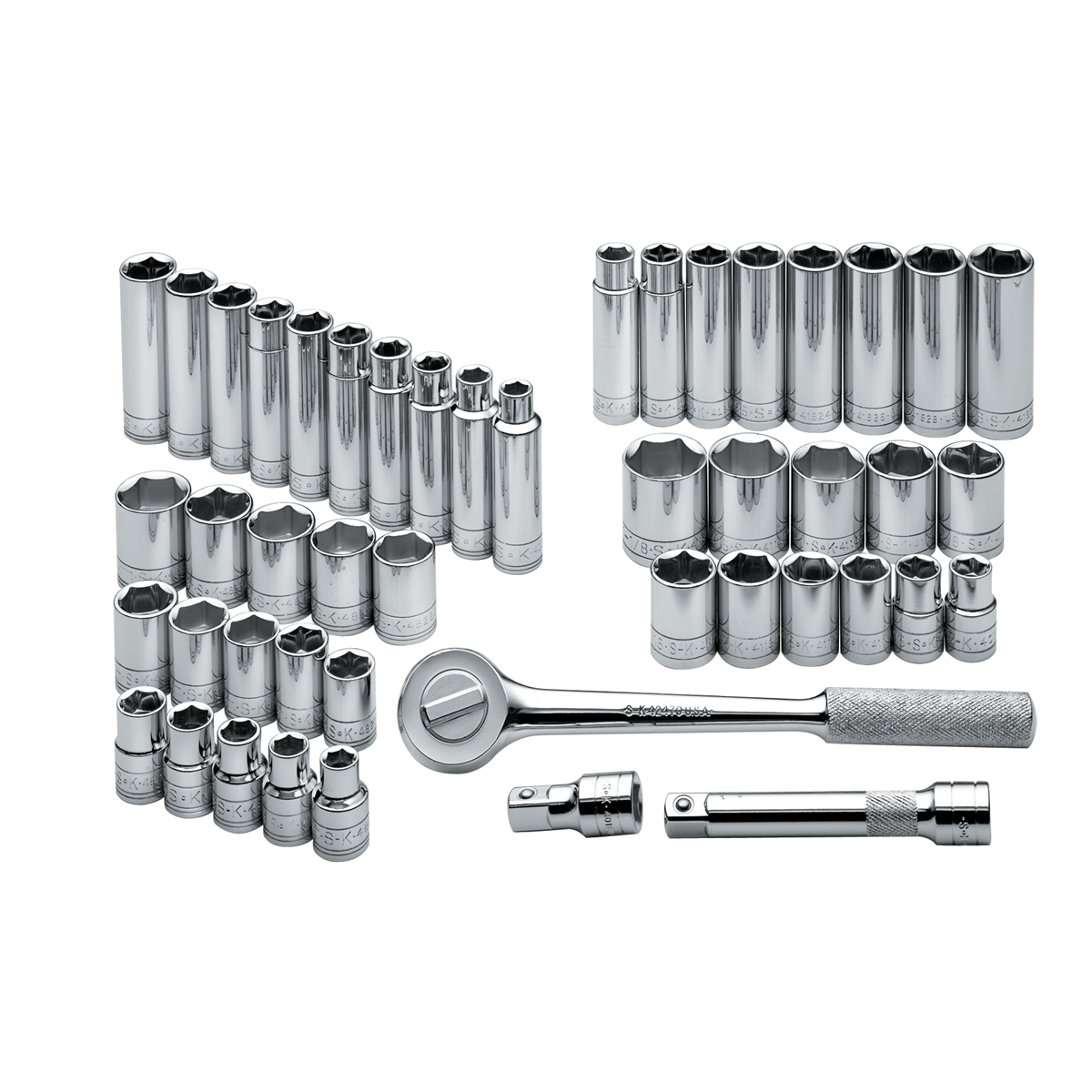 S K Hand Tools Socket Set 47 Pc. 1/2dr 6pt