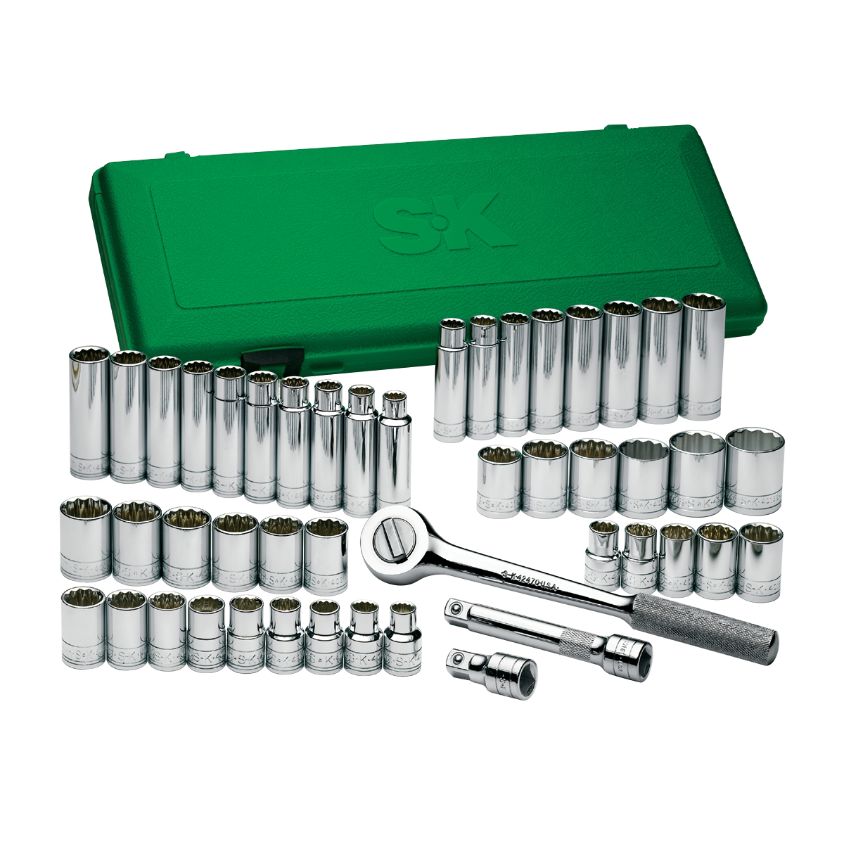 S K Hand Tools Socket Set 47 Pc. 1/2dr 12 Point