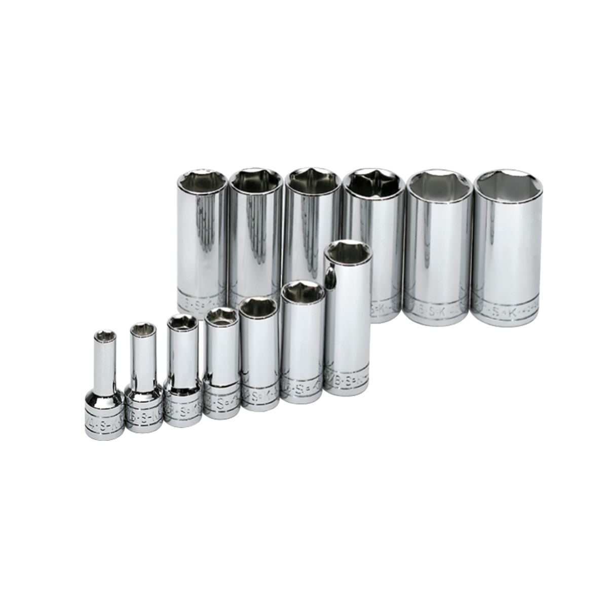 S K Hand Tools Socket Set 3/8in. Drive 13pc Sae Deep 6 Point