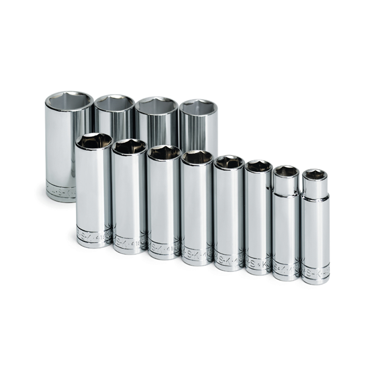 S K Hand Tools Socket Set 1/2in. Drive 12pc Sae Deep 6 Point
