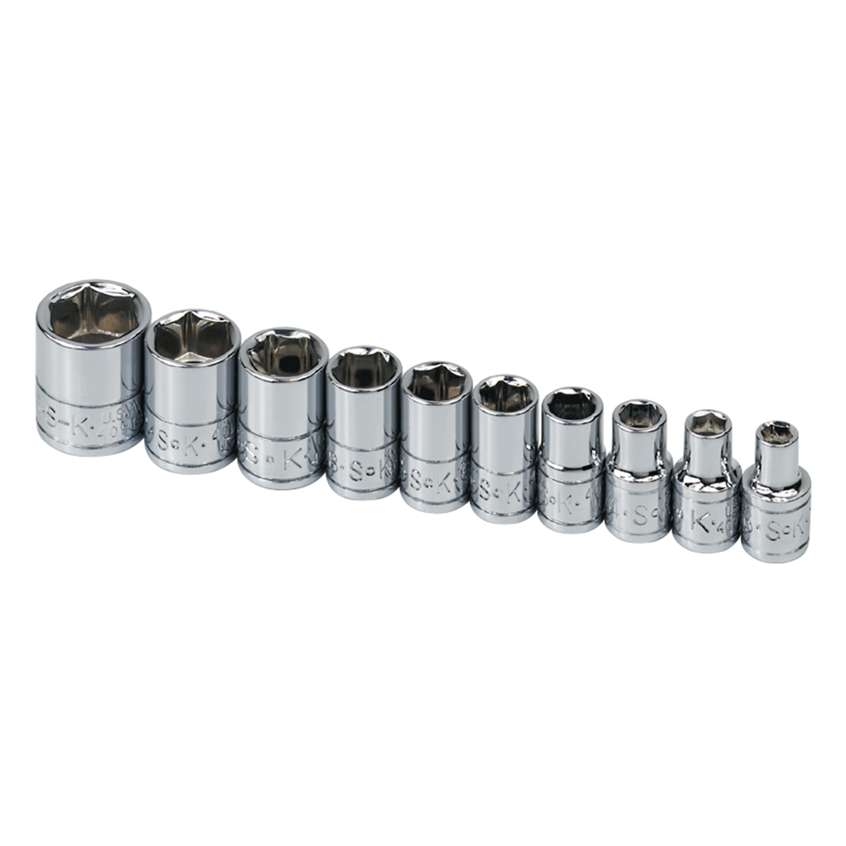 S K Hand Tools Socket Set 1/4in. Drive 10 Pc Sae Std 6 Point