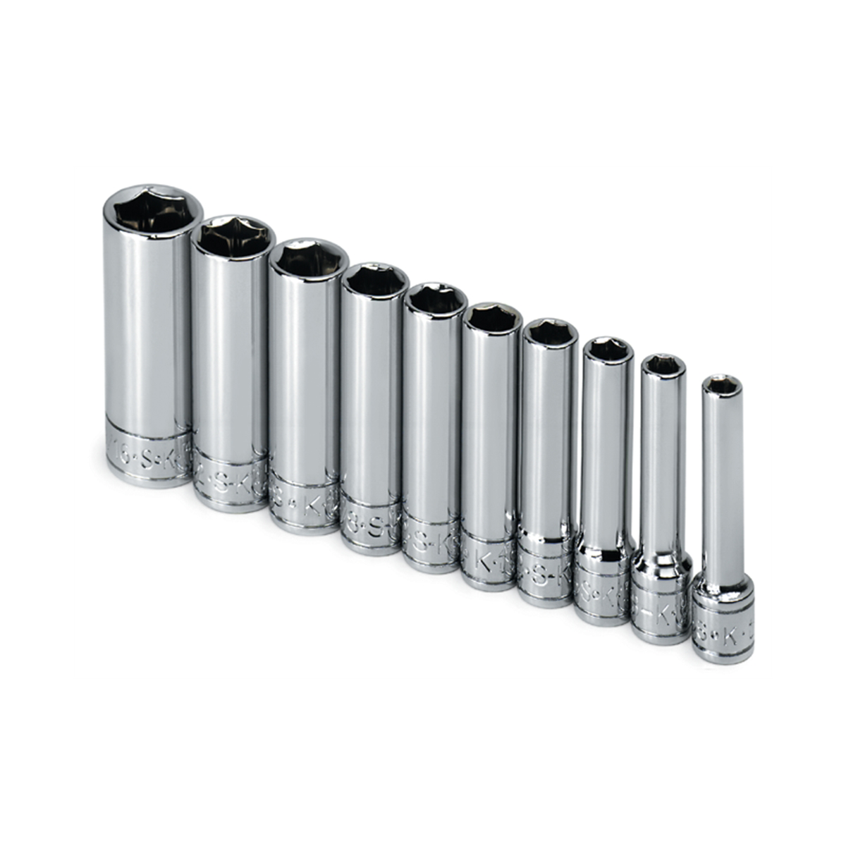 S K Hand Tools Socket Set 1/4in. Drive 10 Pc Sae Deep 6 Point