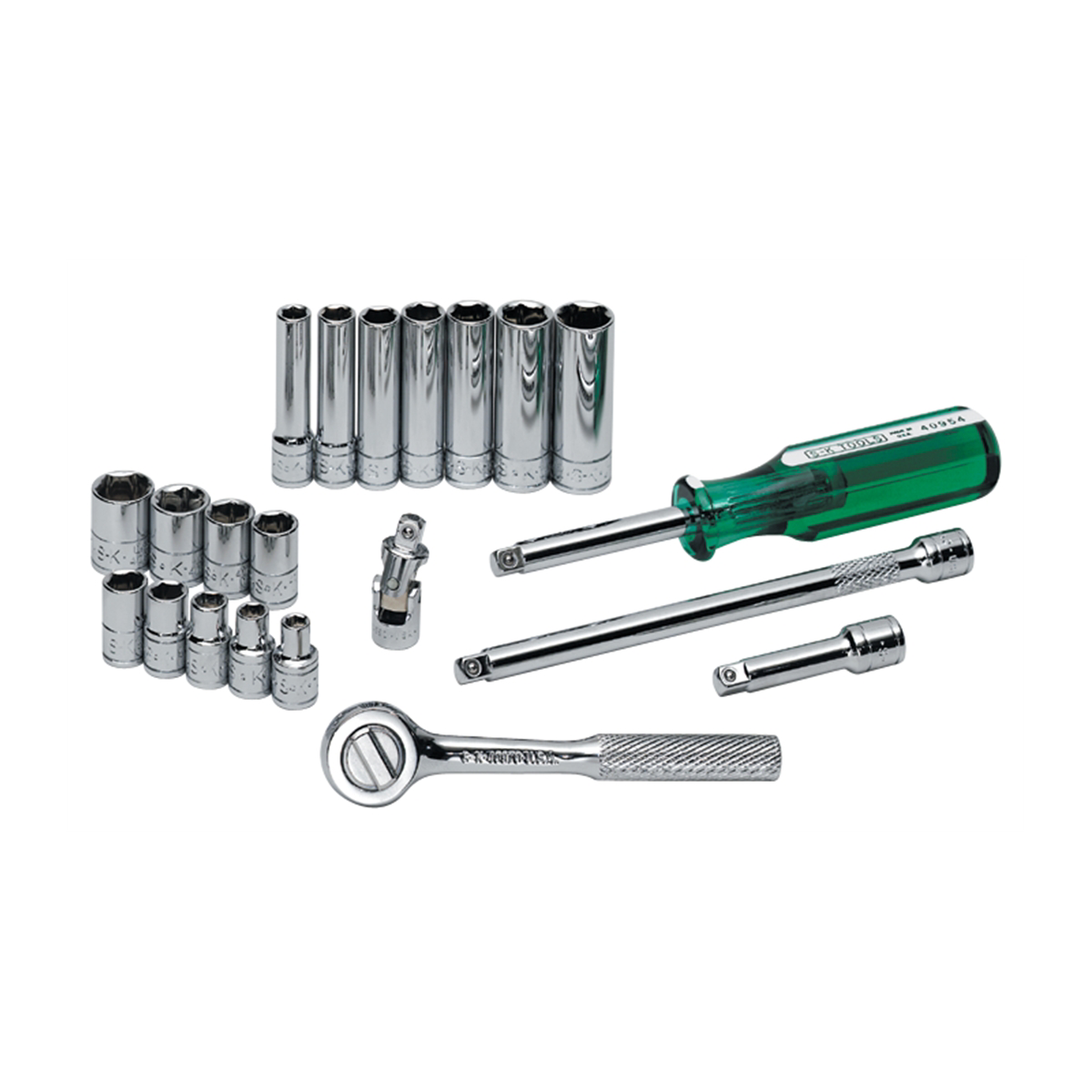 S K Hand Tools Tool Set 1/4in. Drive 21pc Sae 6 Pt W/ratch