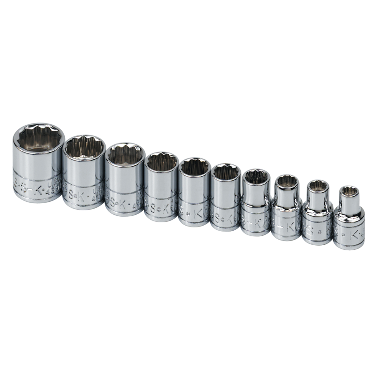 S K Hand Tools Socket Set 1/4in. Drive 10 Pc Sae Std 12 Point