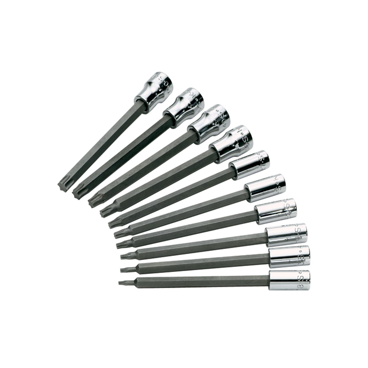 S K Hand Tools Socket Set Torx 10pc 1/4 & 3/8in. Drives 4in. Len
