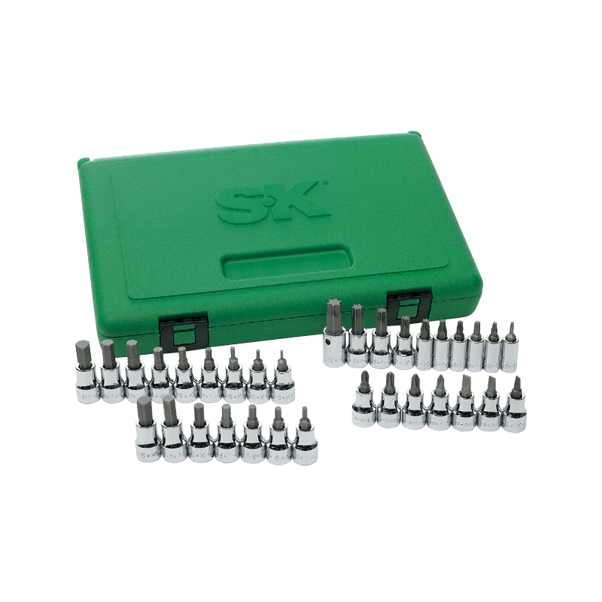 S K Hand Tools Socket Bit Set 1/4 & 3/8in. 33 Pc. Torx Hex Sd