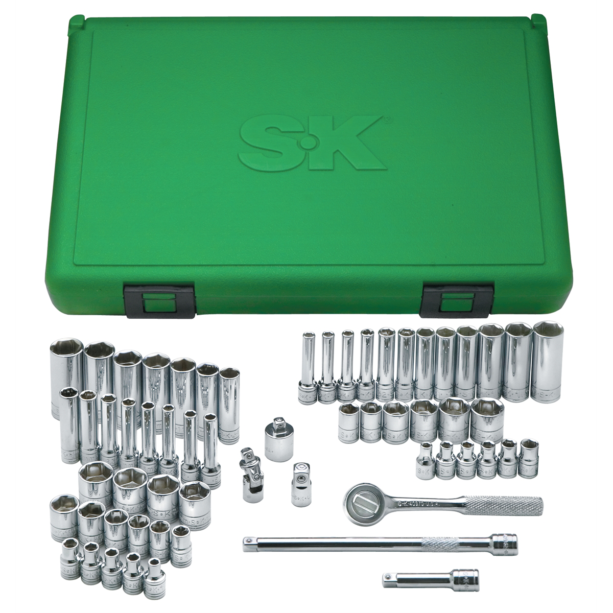 S K Hand Tools Skt Set 1/4" Dr. Fract & Metric 60pc
