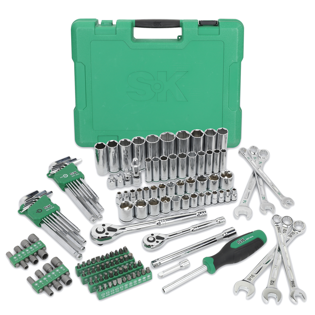 S K Hand Tools 1/4" & 3/8" Drive, 137 Piece, 6 Point, Shallow & Deep, Sae & Metric Mechanics Tool Set
