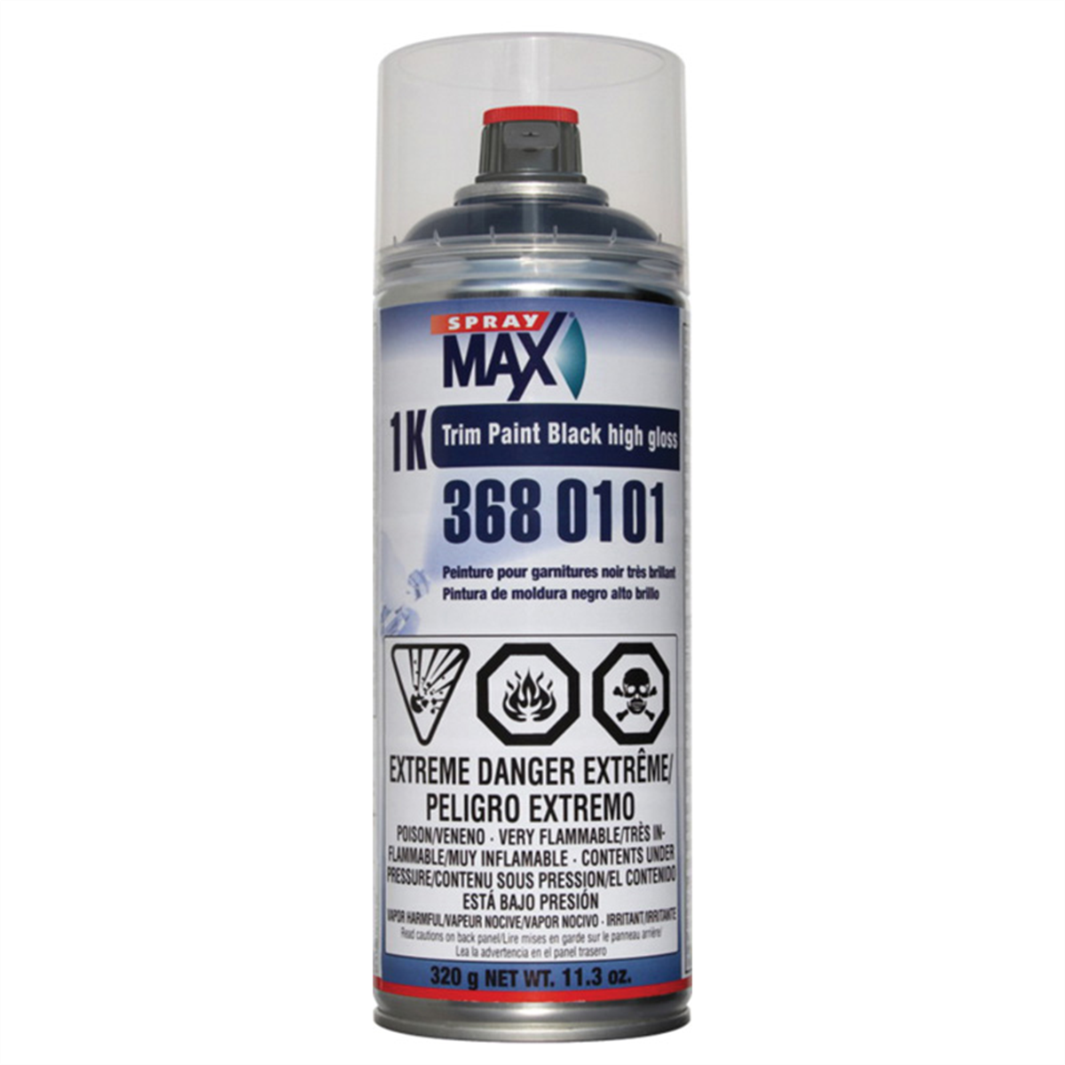SprayMax 3680101 1K Trim Paint, 11.3 oz Aerosol Can, Gloss Black, Liquid, 5.4 sq-ft Coverage