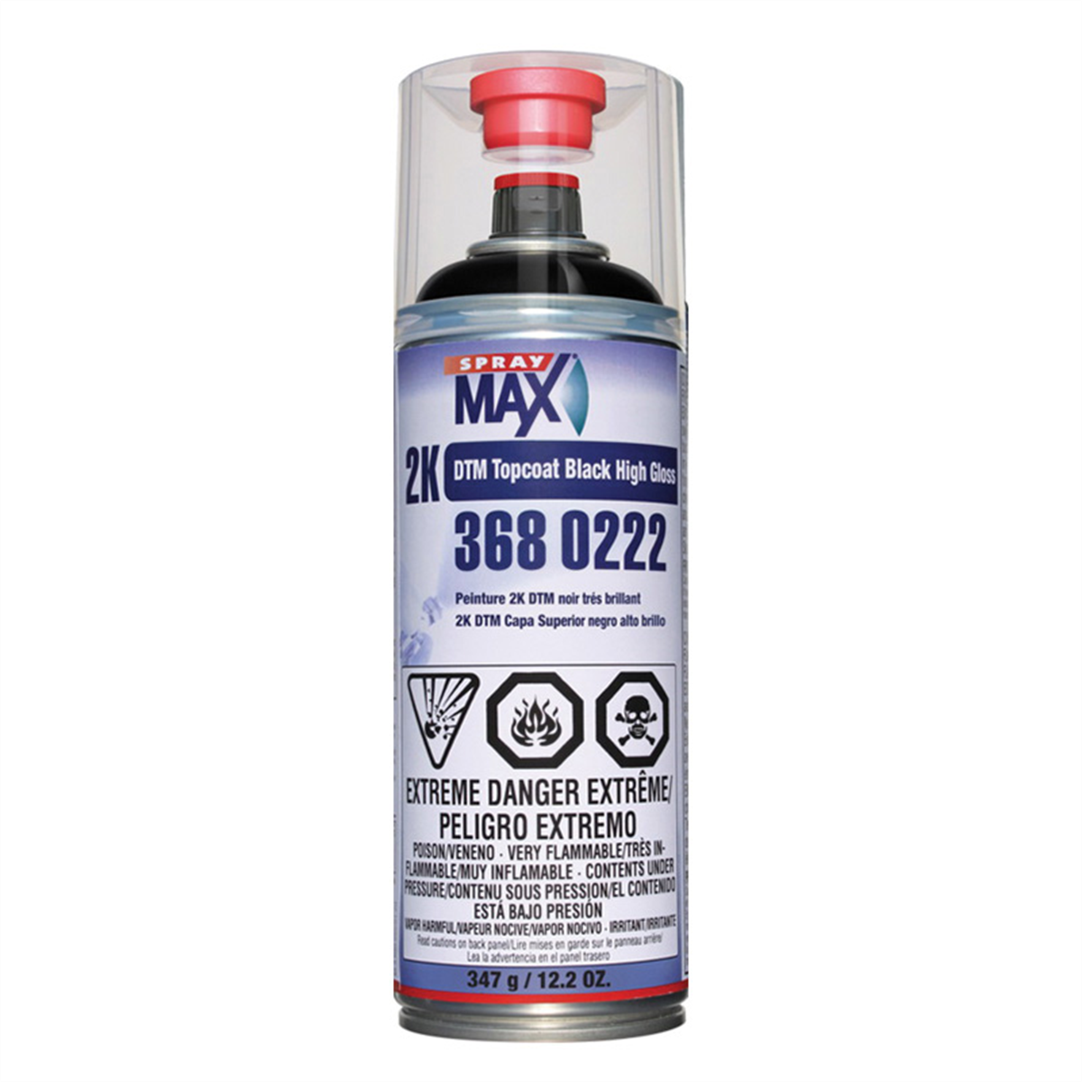 SprayMax 3680222 2K DTM Topcoat, 12.24 oz Aerosol Can, High Gloss Black, Liquid