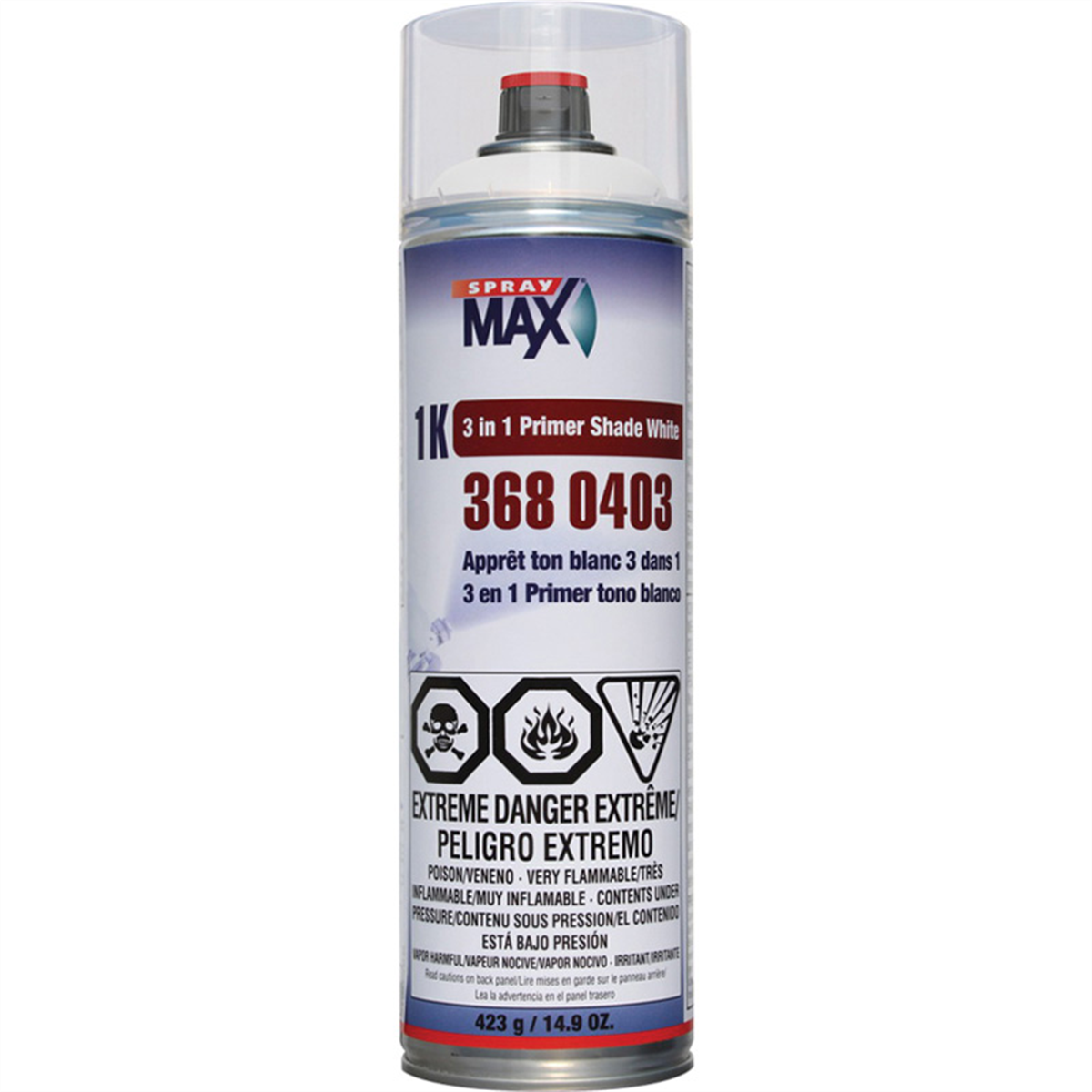 SprayMax 3680403 3 in 1 Primer, 500 mL Aerosol Can, Matte White, 5.4 to 8.1 sq-ft Coverage