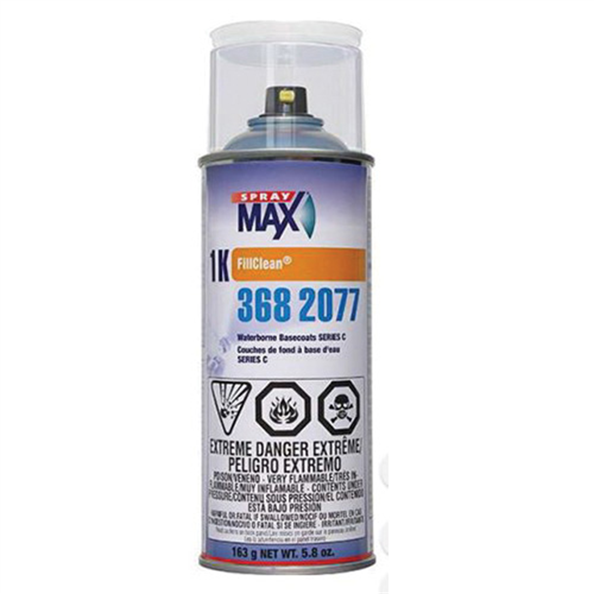 SprayMax FillClean 3682077 Series C Waterborne Basecoat, 5.8 oz Aerosol Can, Clear
