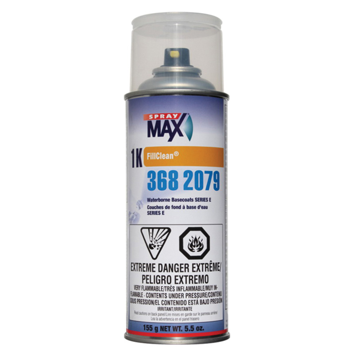 SprayMax FillClean 3682078 Series D Waterborne Basecoat, 5.3 oz Aerosol Can, Clear